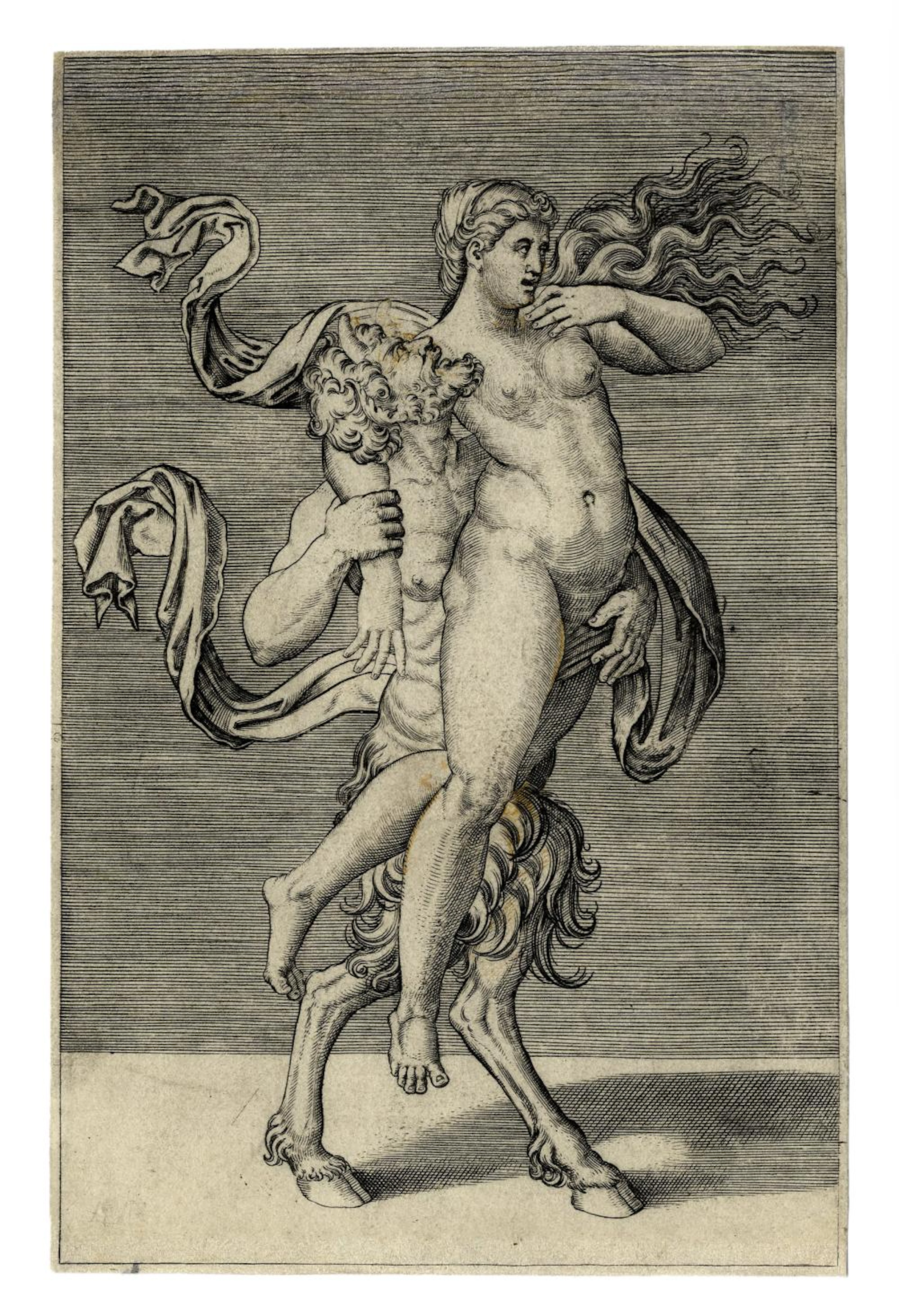 Agostino Veneziano, Satiro e ninfa. 1510-1520.