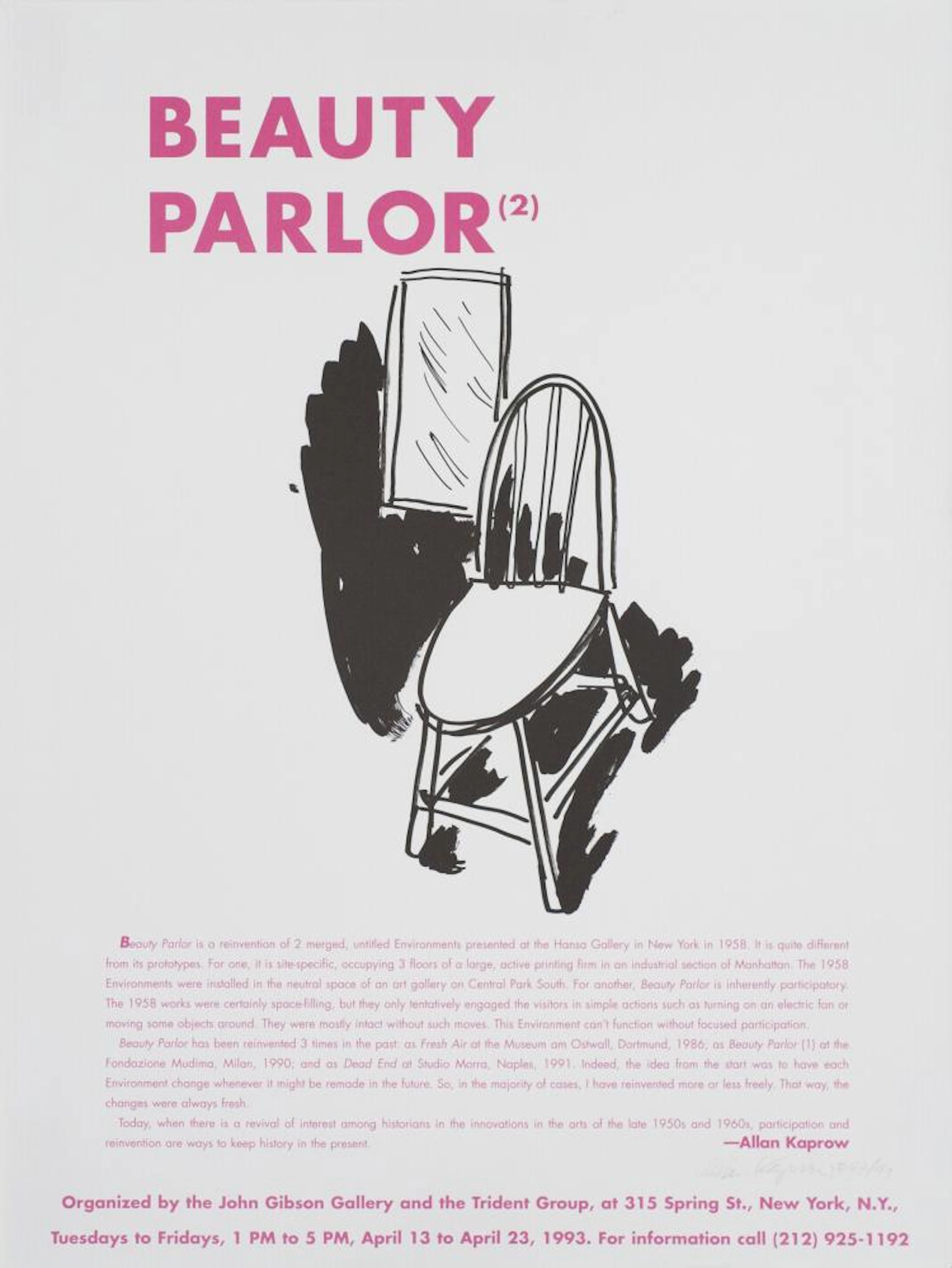 Signed 1993 Kaprow Beauty Parlor Lithograph