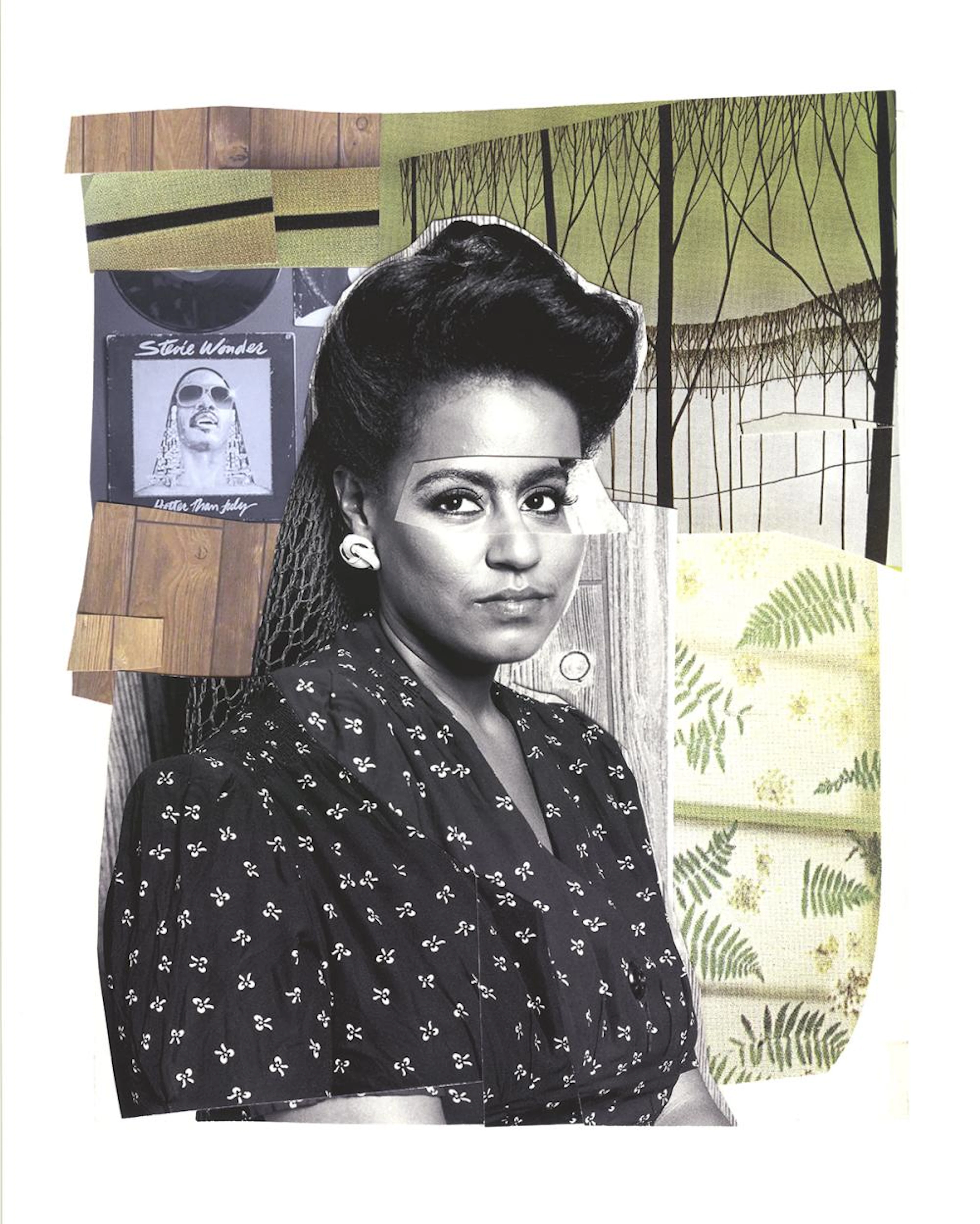 Mickalene Thomas - Clarivel with Black Blouse and White Ribbon - 2016 - SIGNED