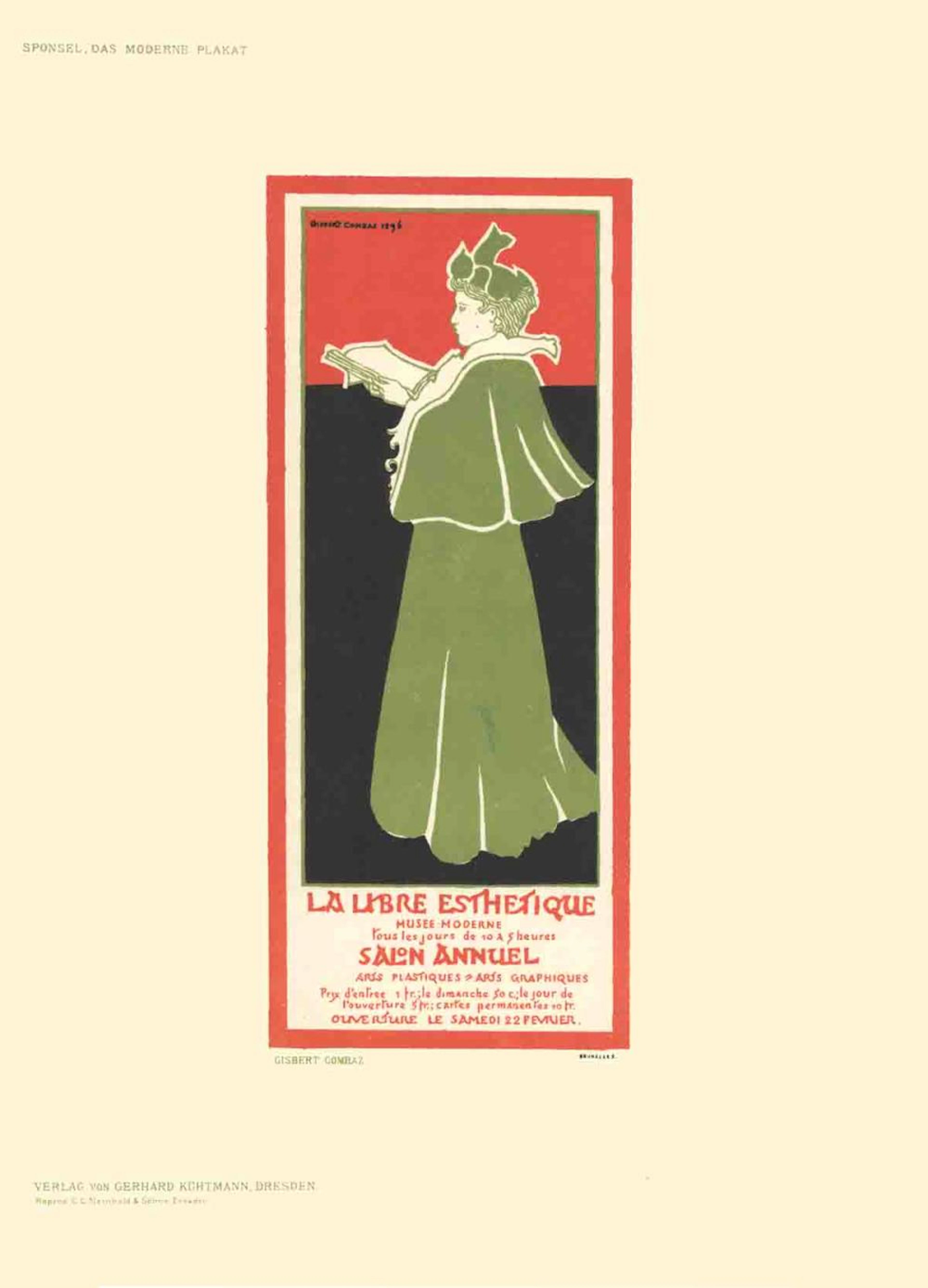 Gisbert Combaz - La Libre Esthetique - 1897 Lithograph 11.5" x 8.25"