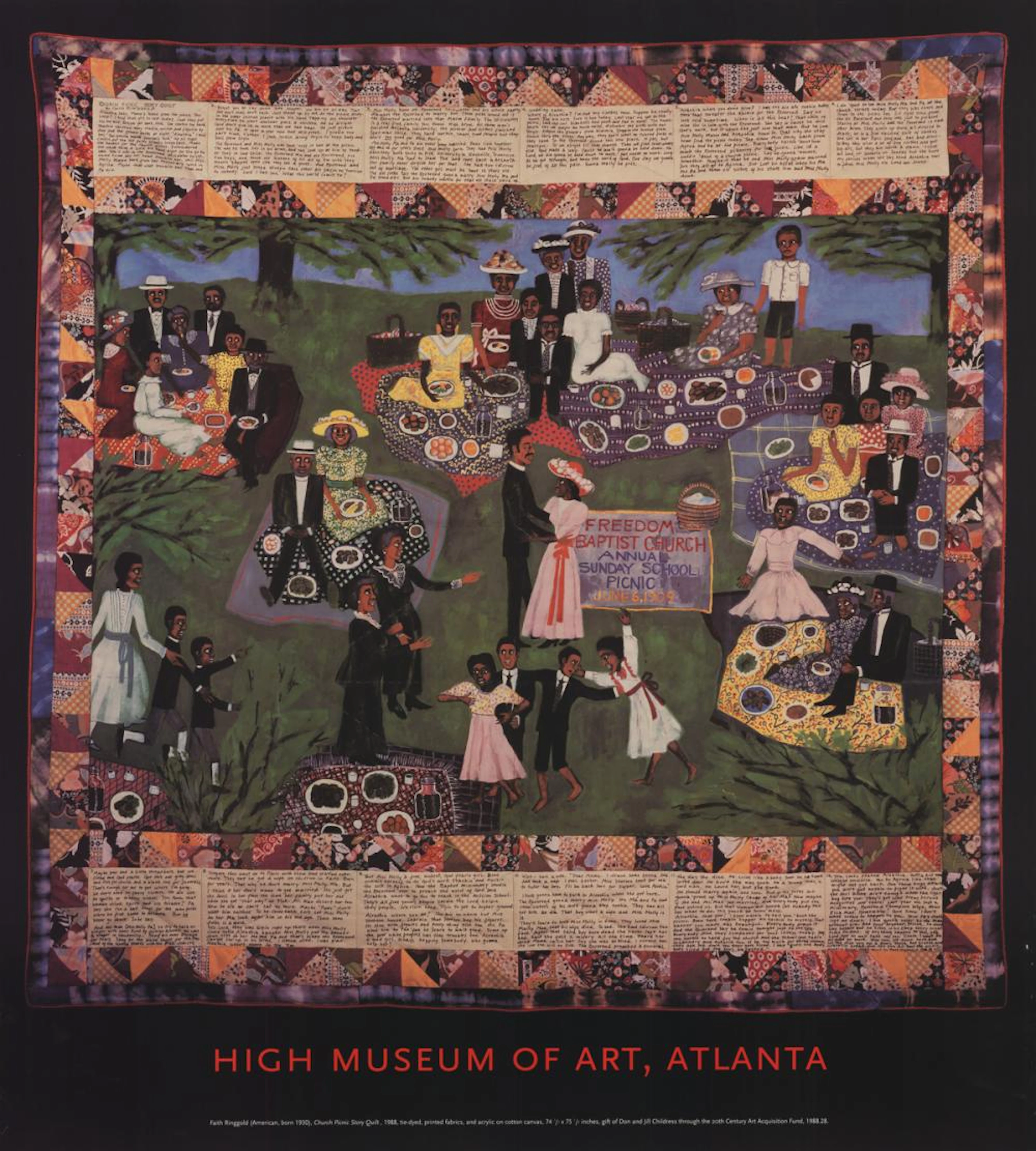 Faith Ringgold - Church Picnic Story Quilt - Offset Lithograph 42" x 38"