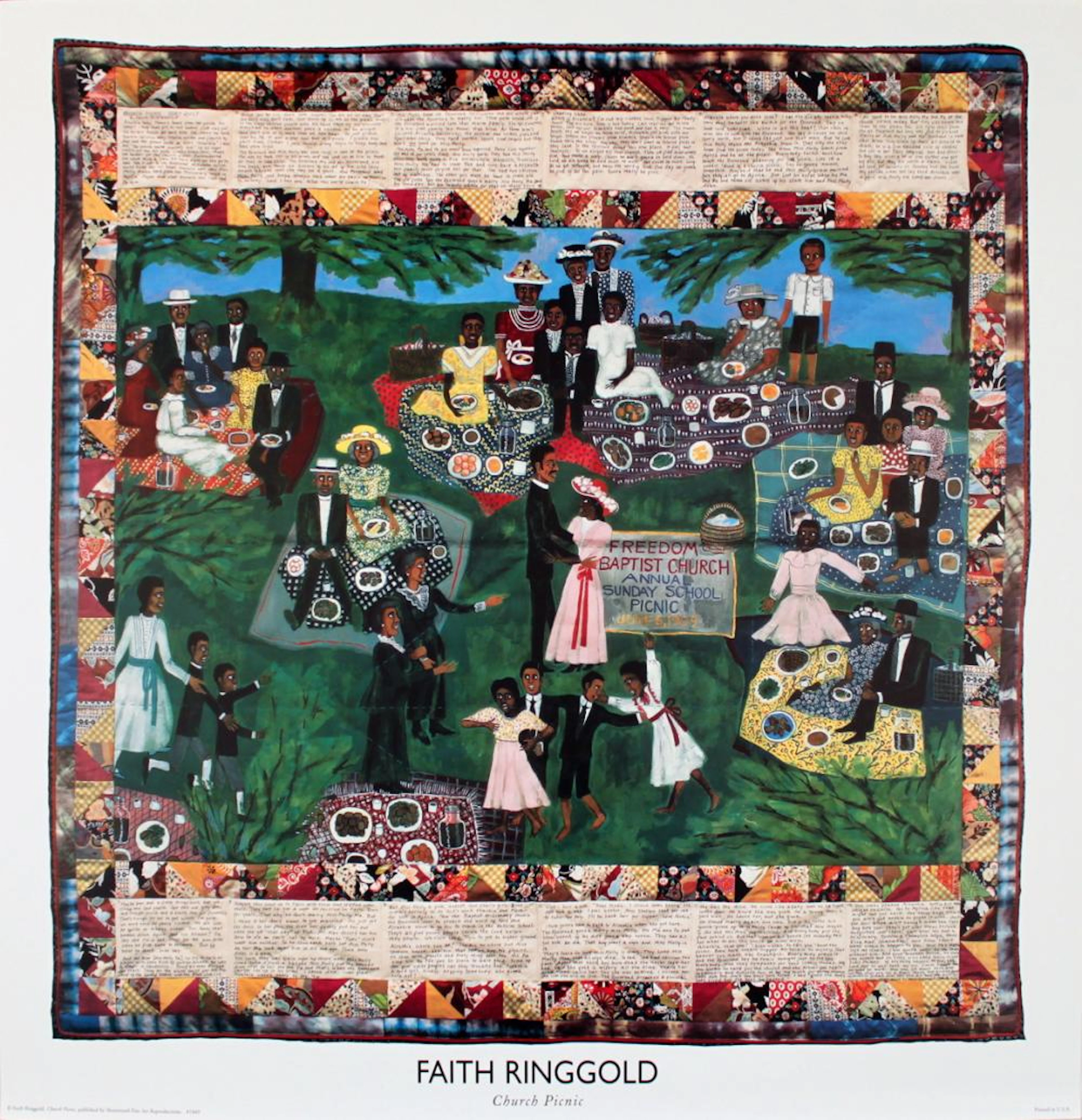 Faith Ringgold - Church Picnic - Offset Lithograph 33" x 33"