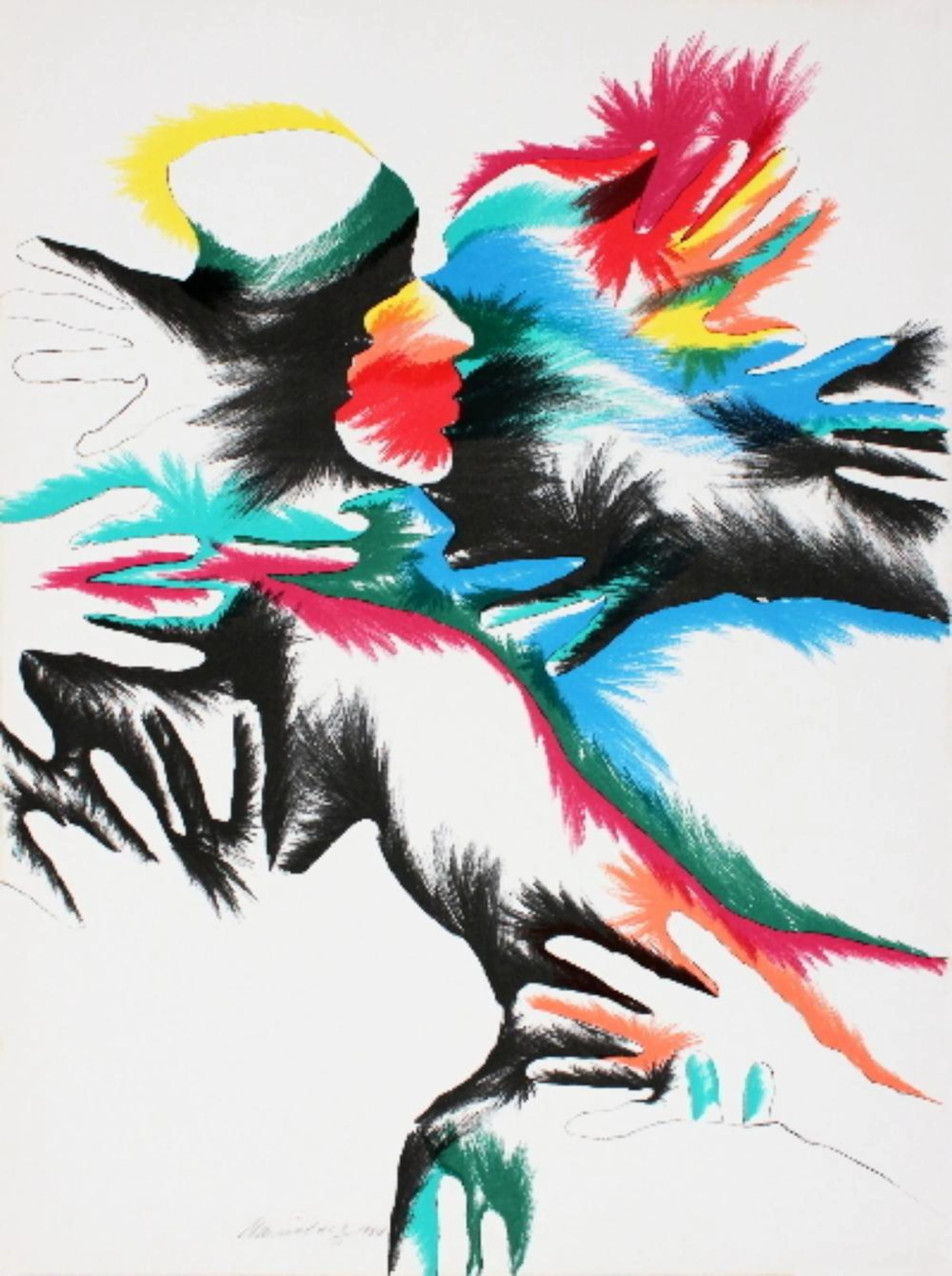Marisol Escobar - Blackbird Love - 1980 Lithograph - SIGNED 30.25" x 20.5"