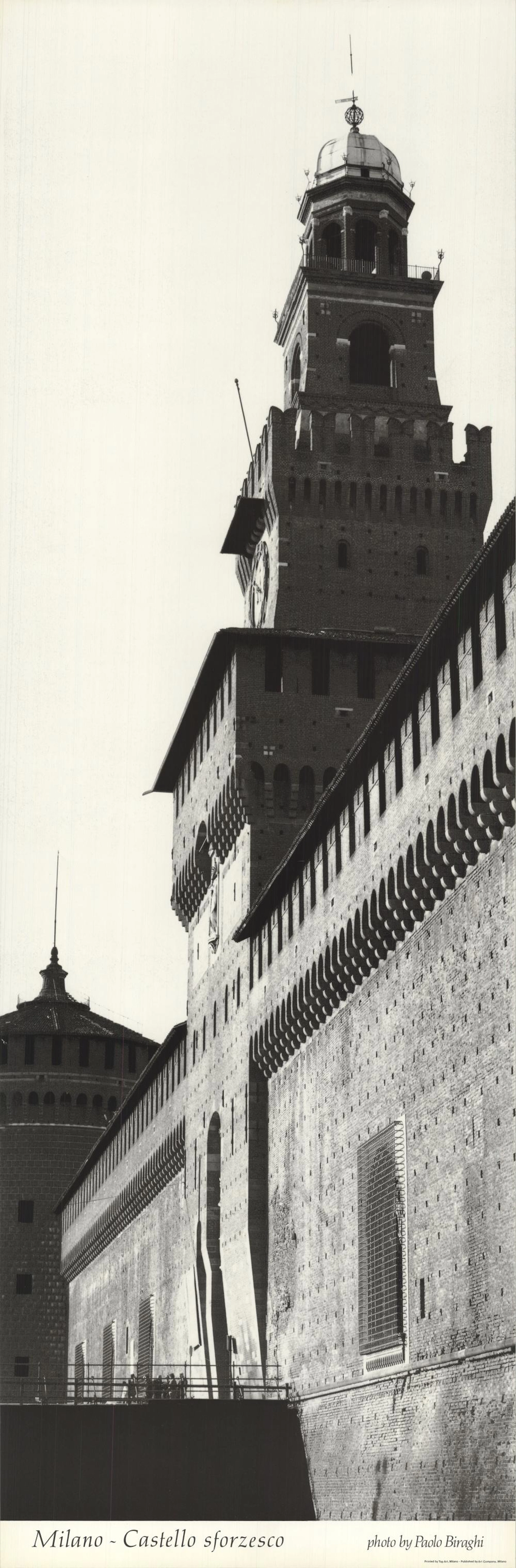 Paolo Biraghi - Milano- Castello sforzesco - Offset Lithograph 39.5" x 13"
