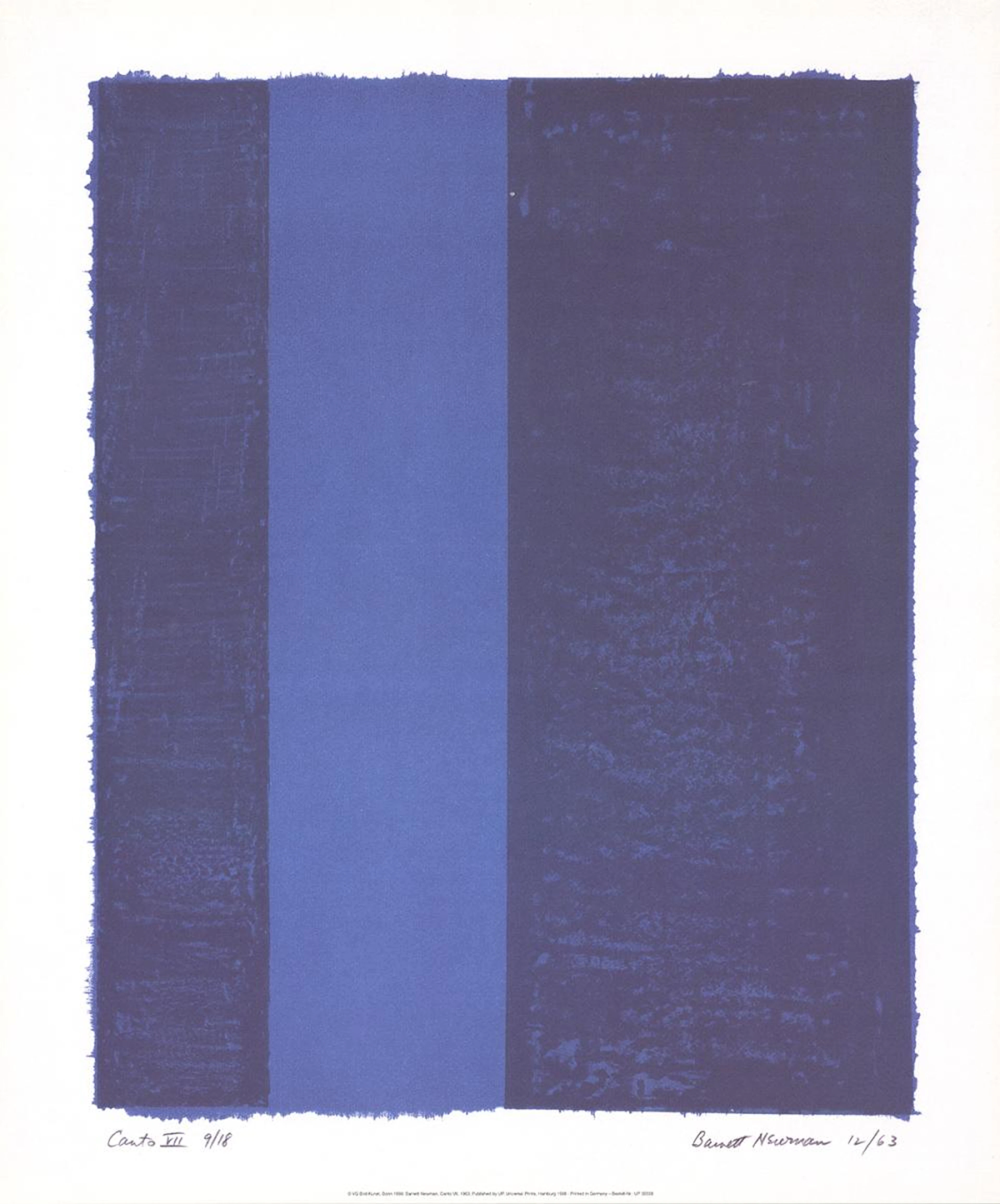 Barnett Newman - Canto VII - 1998 Offset Lithograph 23.5" x 19.5"