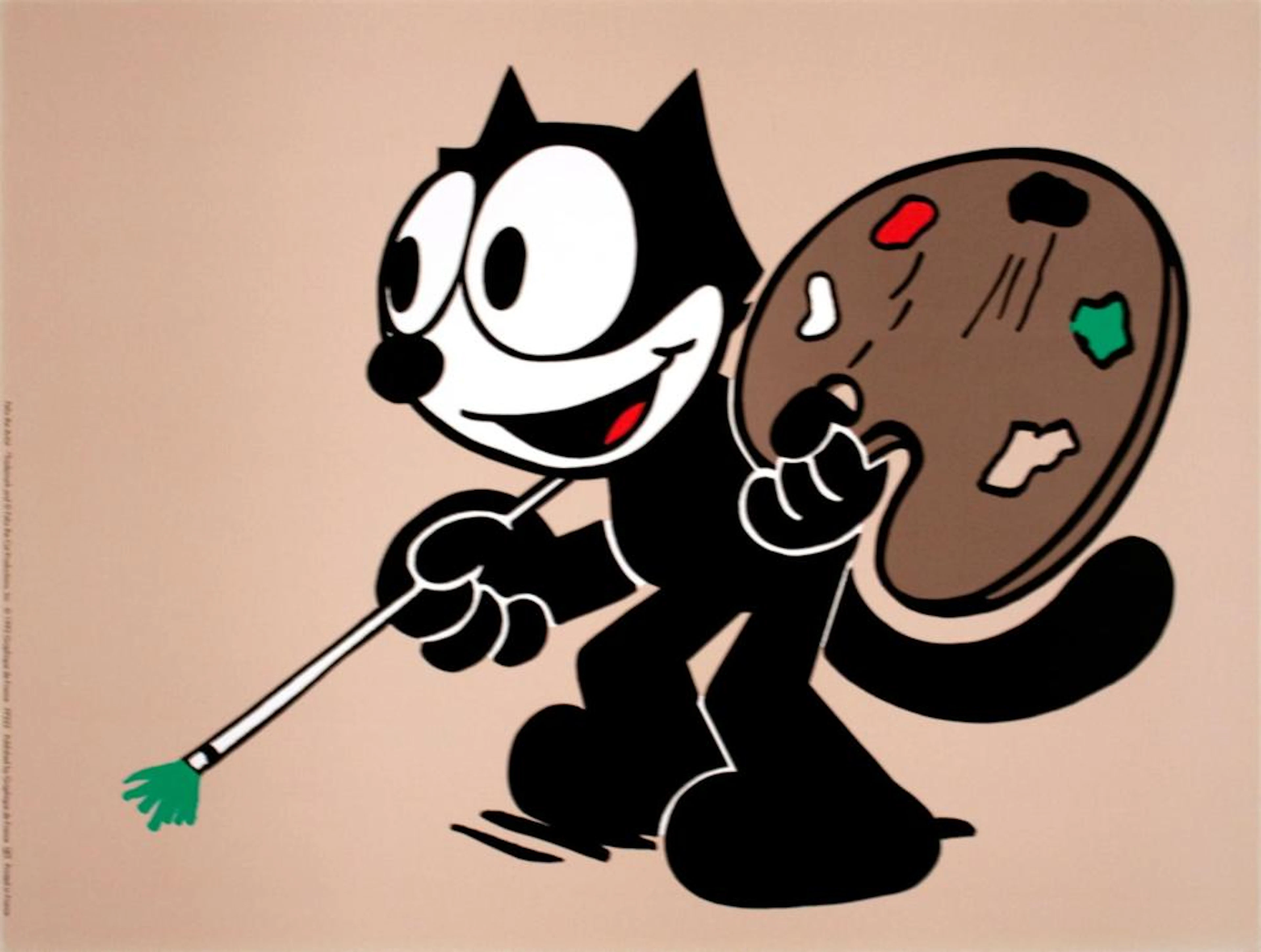 Artist Unknown - Felix the cat as Artist - 1992 Offset Lithograph 9" x 12"