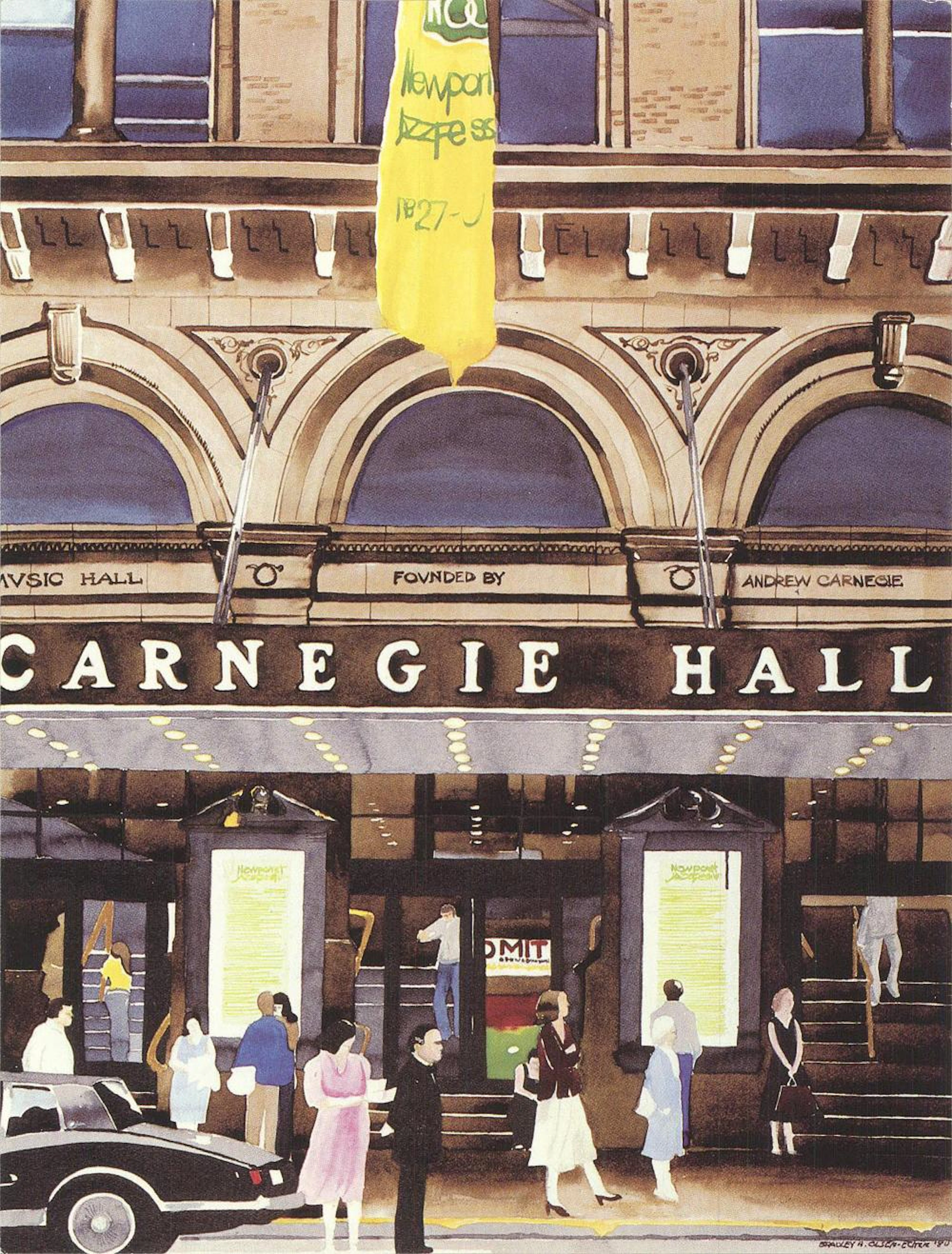 Artist Unknown - Carnegie Hall - 1981 Offset Lithograph 7" x 5.5"