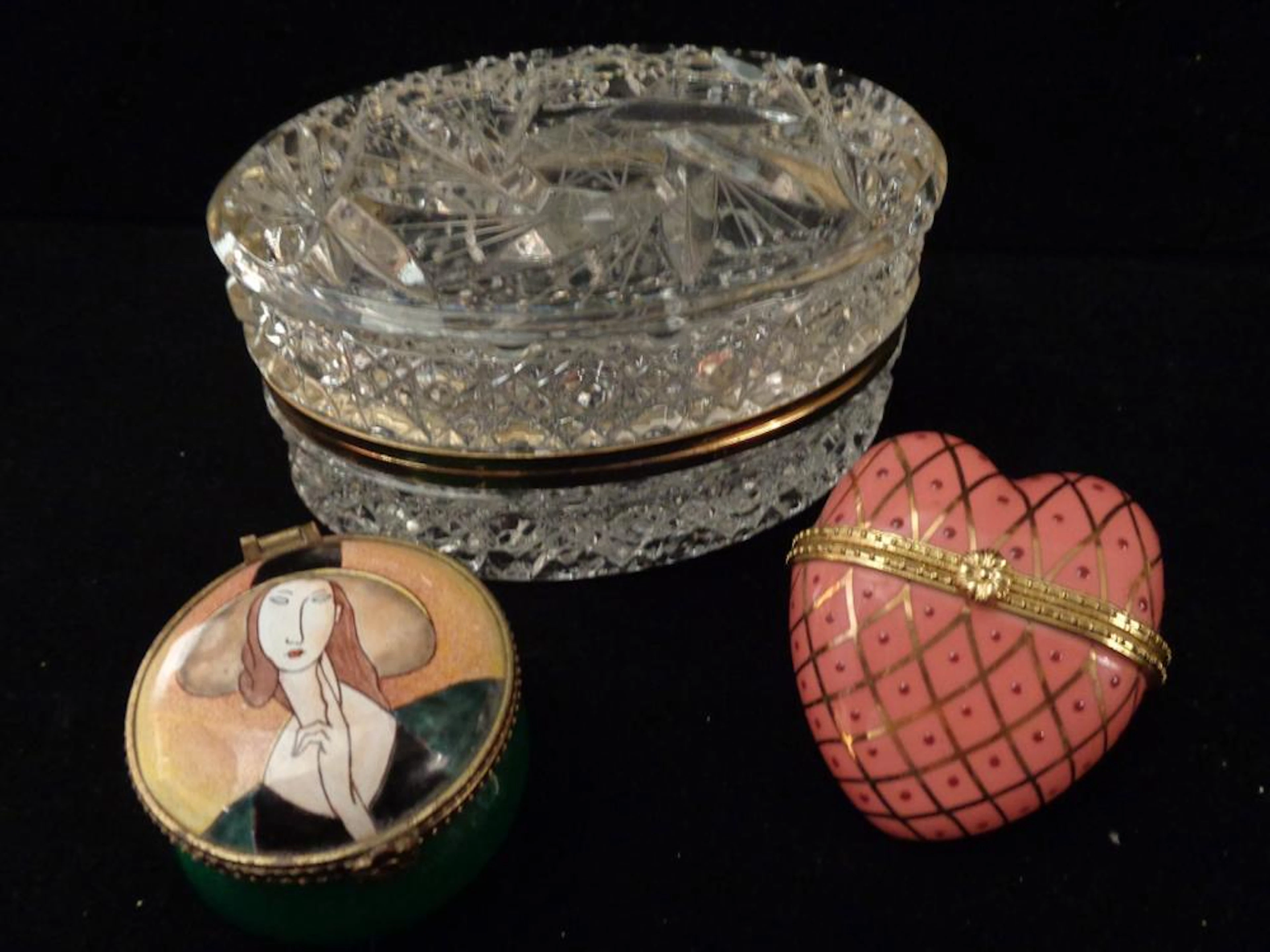 Vanity Boxes-Crystal, Porcelain,Enamel on Copper