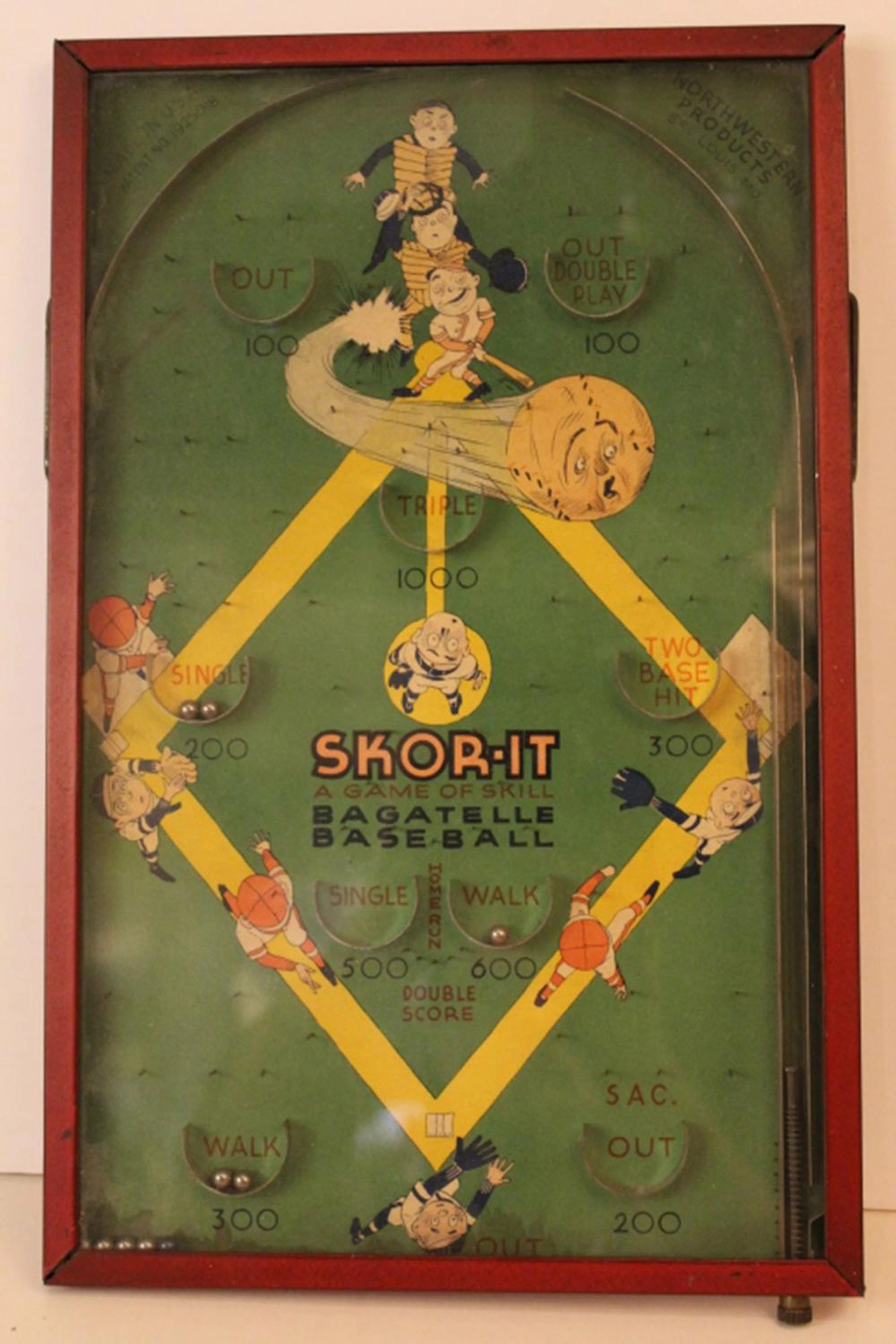 Vintage Skor-It Baseball Table Top Pinball Game