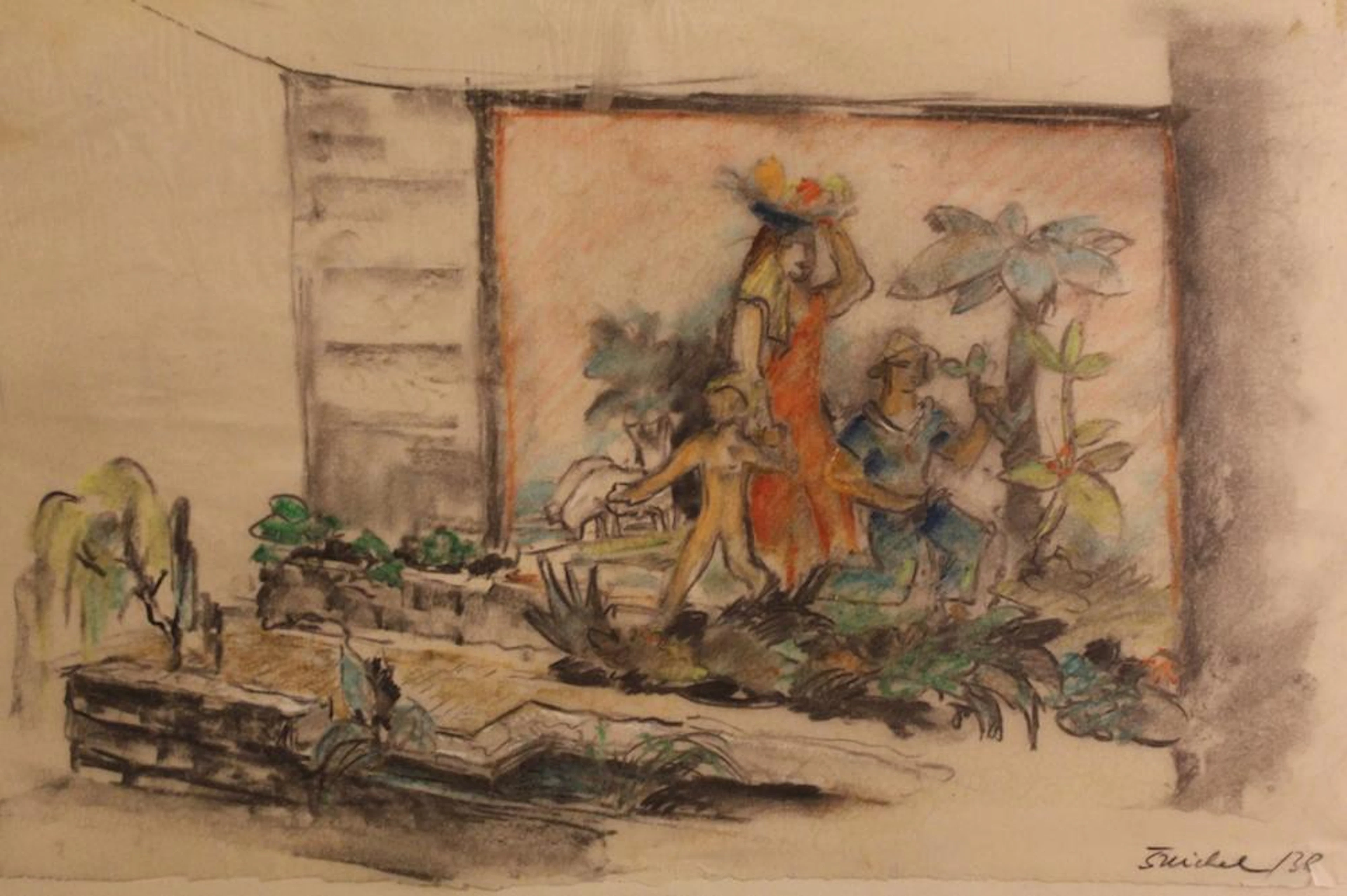 Oscar Treichel (1890-1975) Pastel on Paper