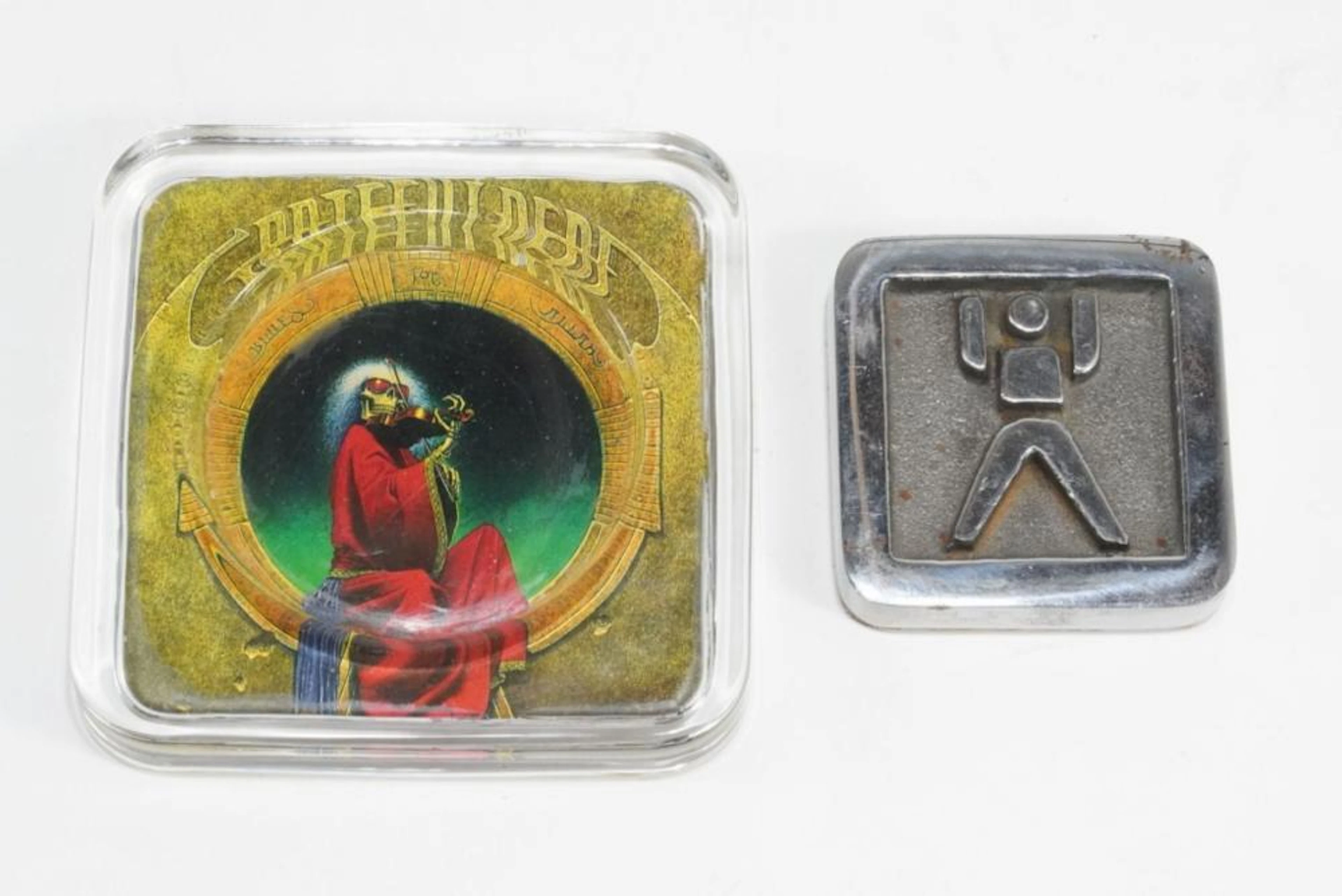 Gratefull Dead Glass Desk Tray & Metal Paperweight