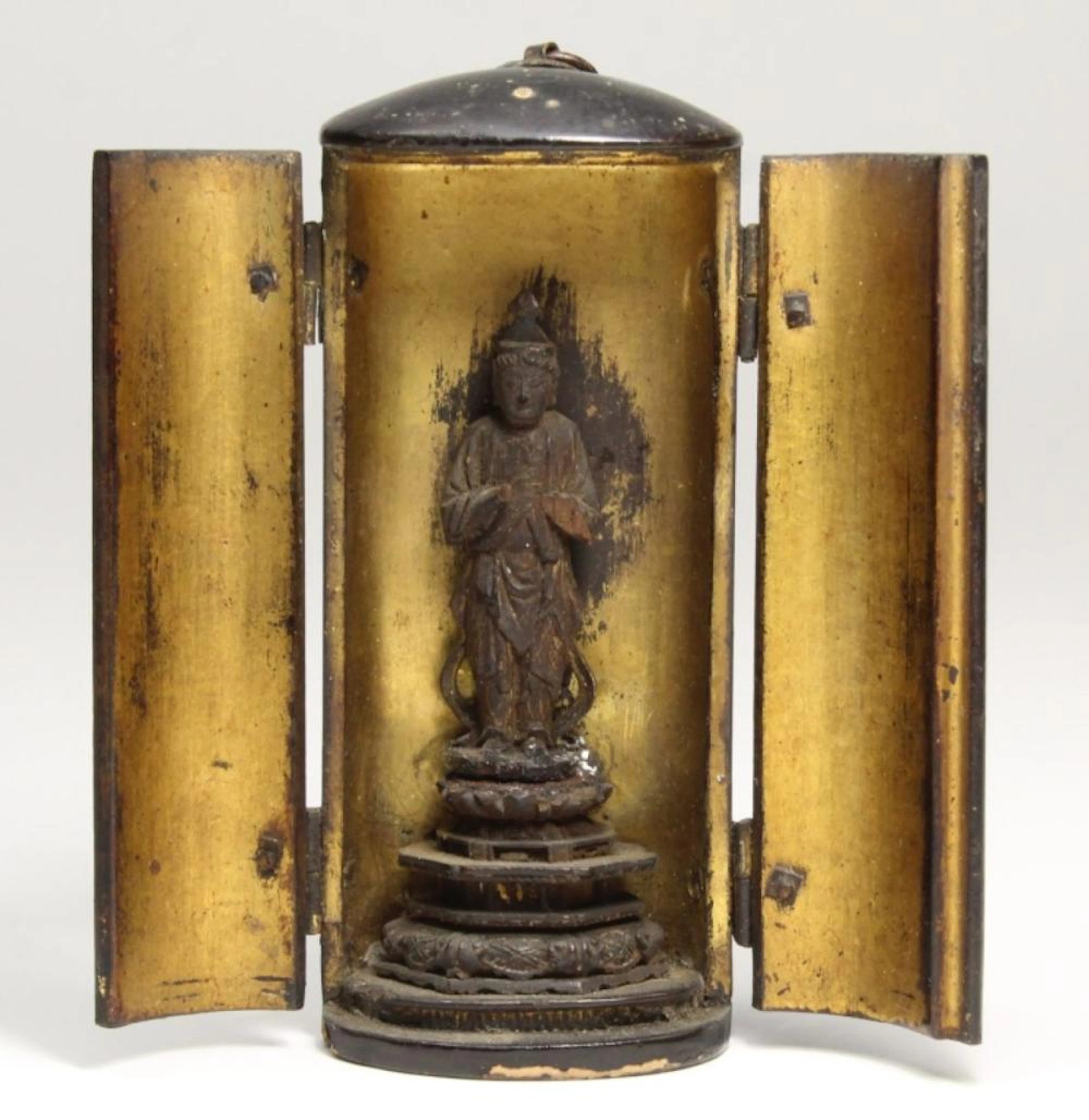 ANTIQUE MINIATURE TRAVELING BUDDHA SHRINE