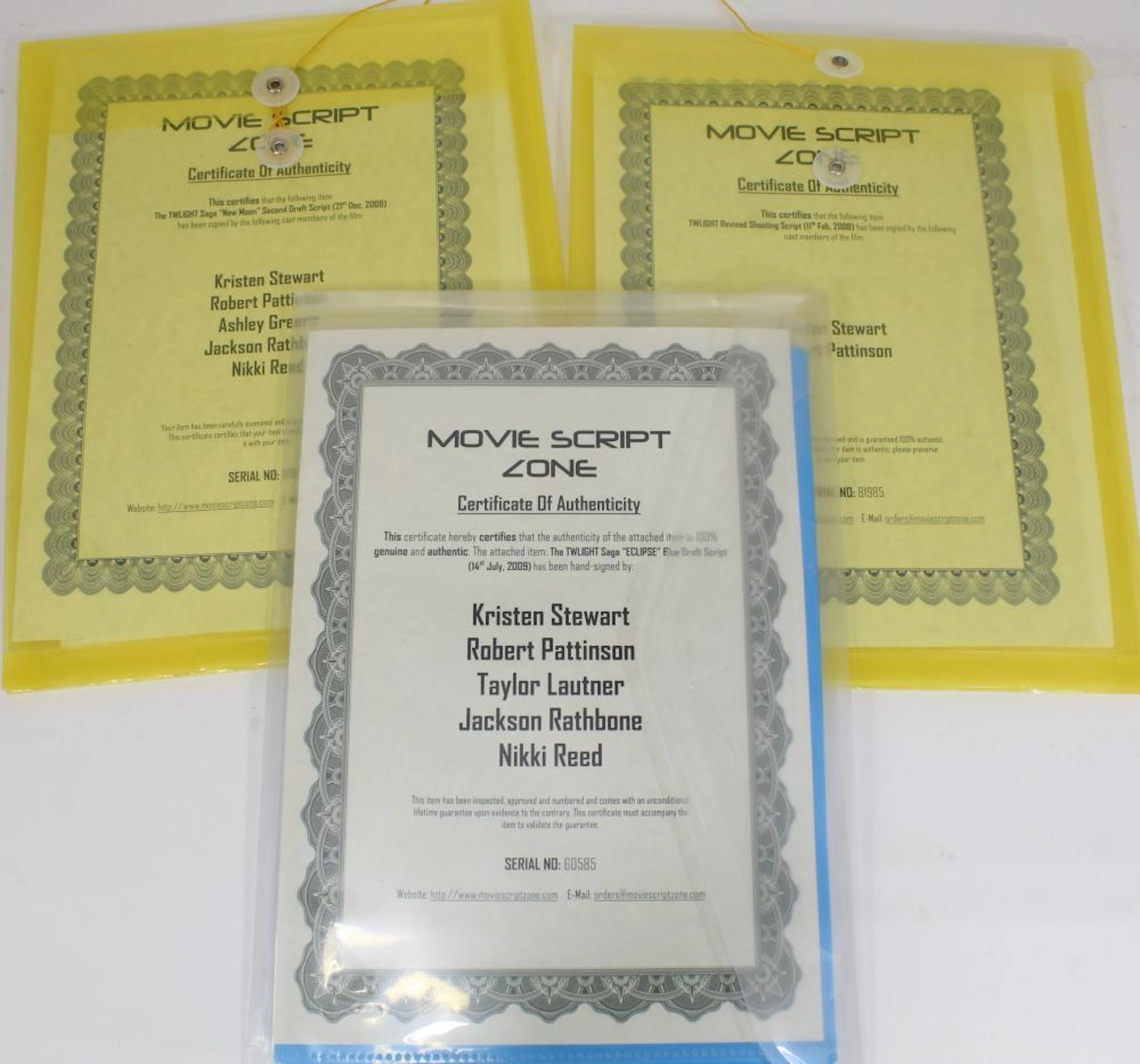 THREE SIGNED TWILIGHT SCRIPTS