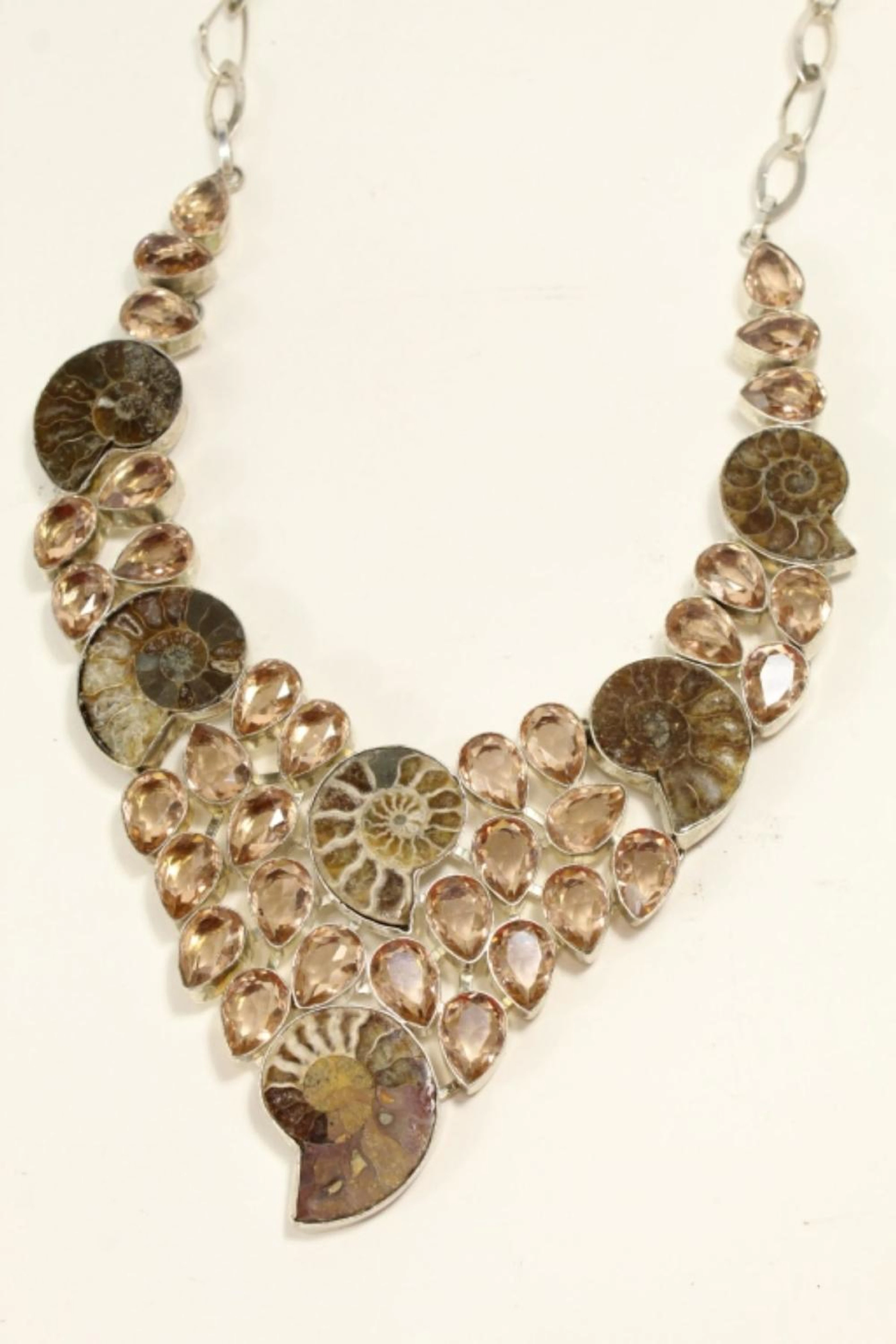 AMMONITE FOSSIL CITRINE & STERLING NECKLACE