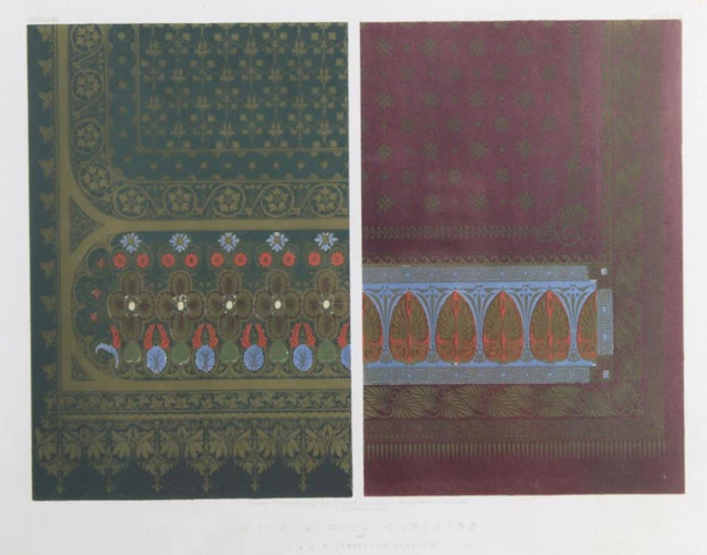 1863 TEMPLETON GLASGOW CHROMOLITHOGRAPH CURTAINS