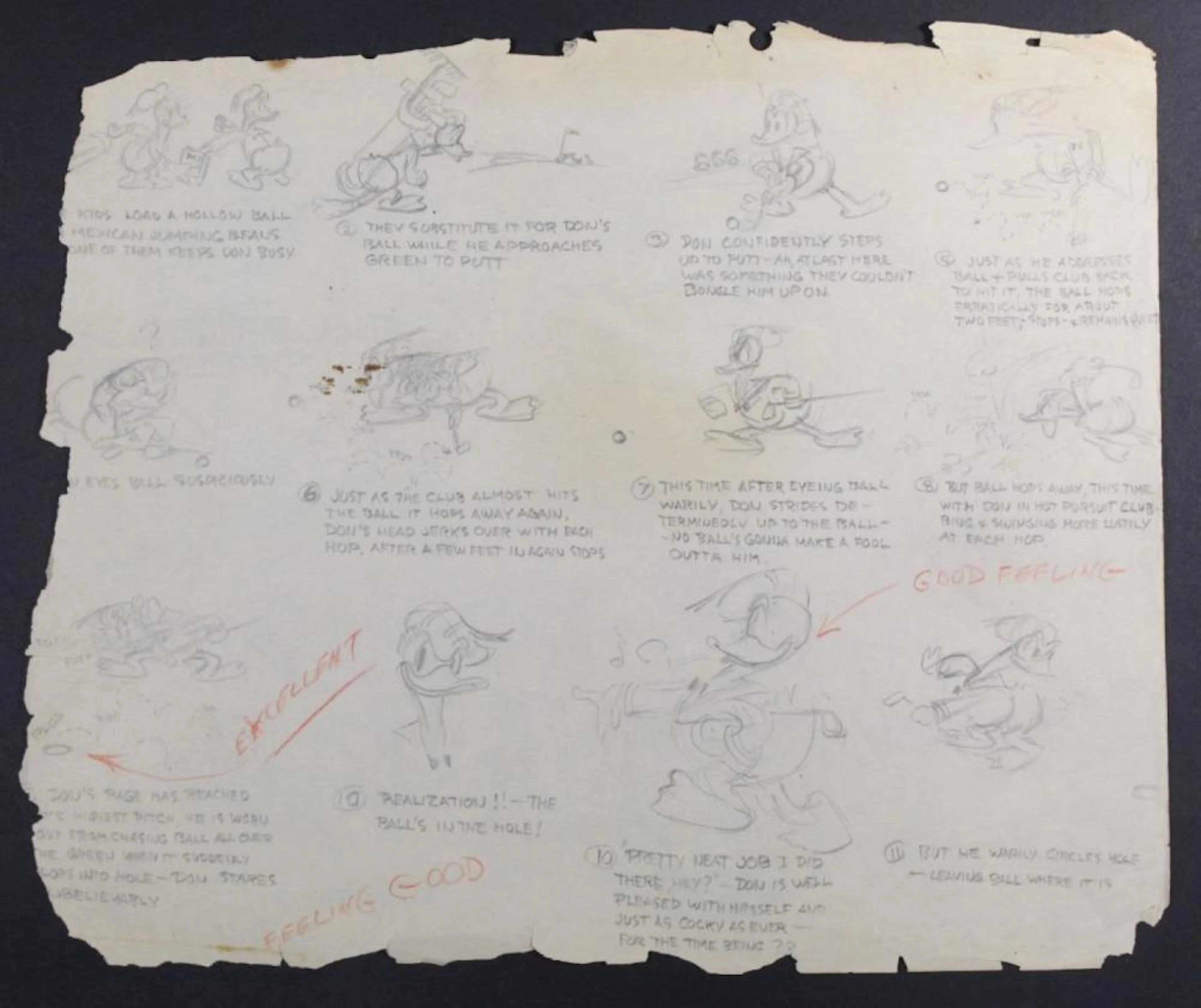 ORIGINAL DONALD DUCK STORYBOARD DRAWINGS