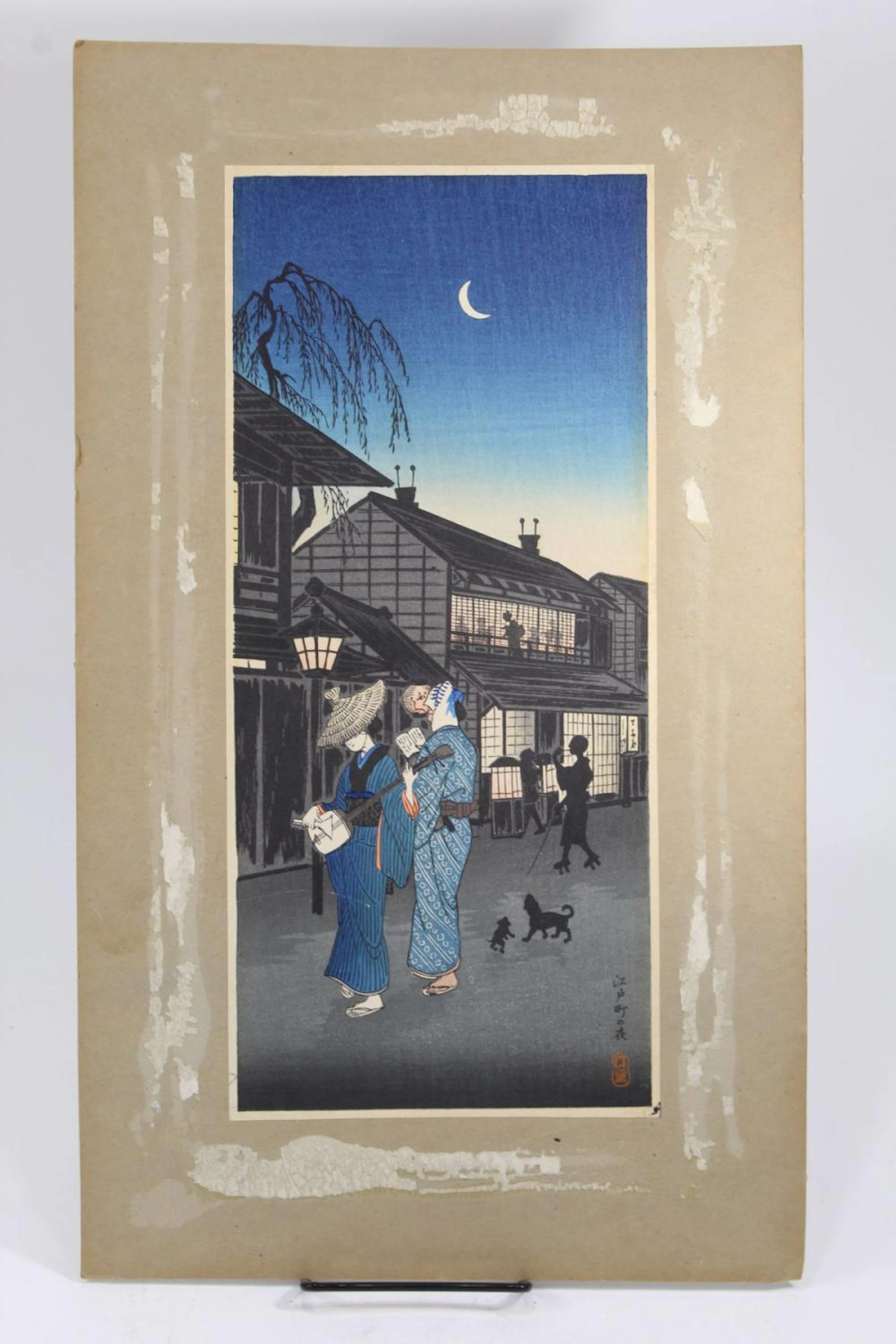 HIROSHIGE IV JAPANESE WOODBLOCK MINSTRELS NIGHT