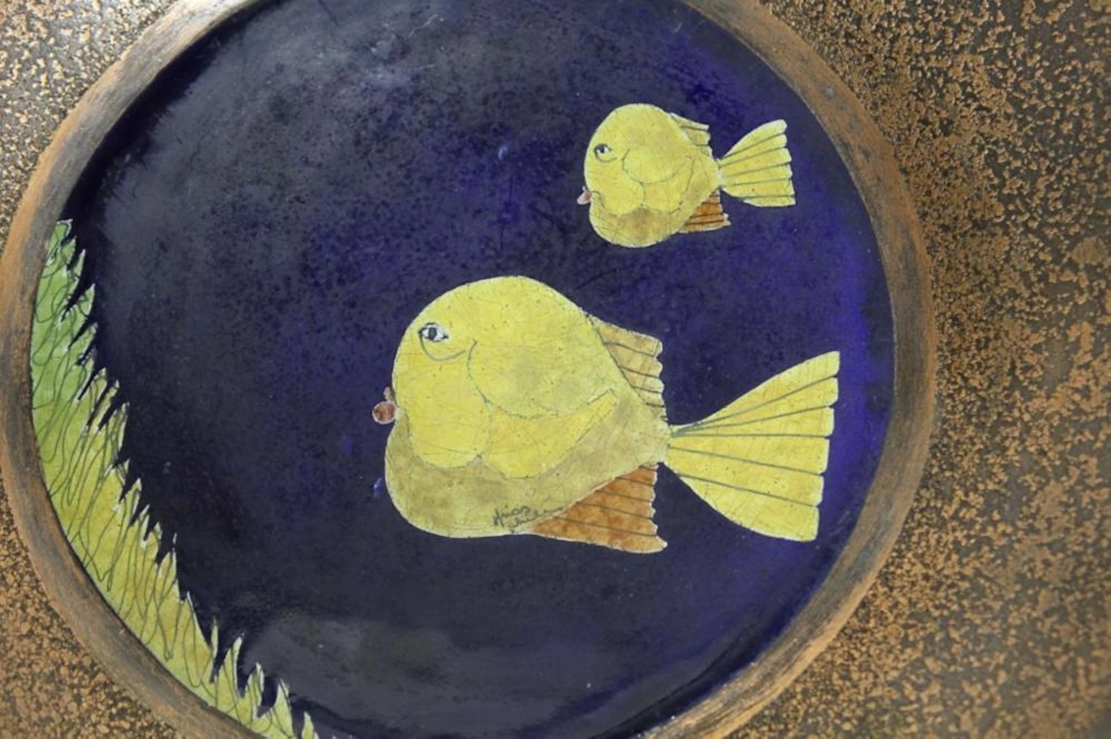 MID CENTURY ENAMEL ON COPPER BOWL