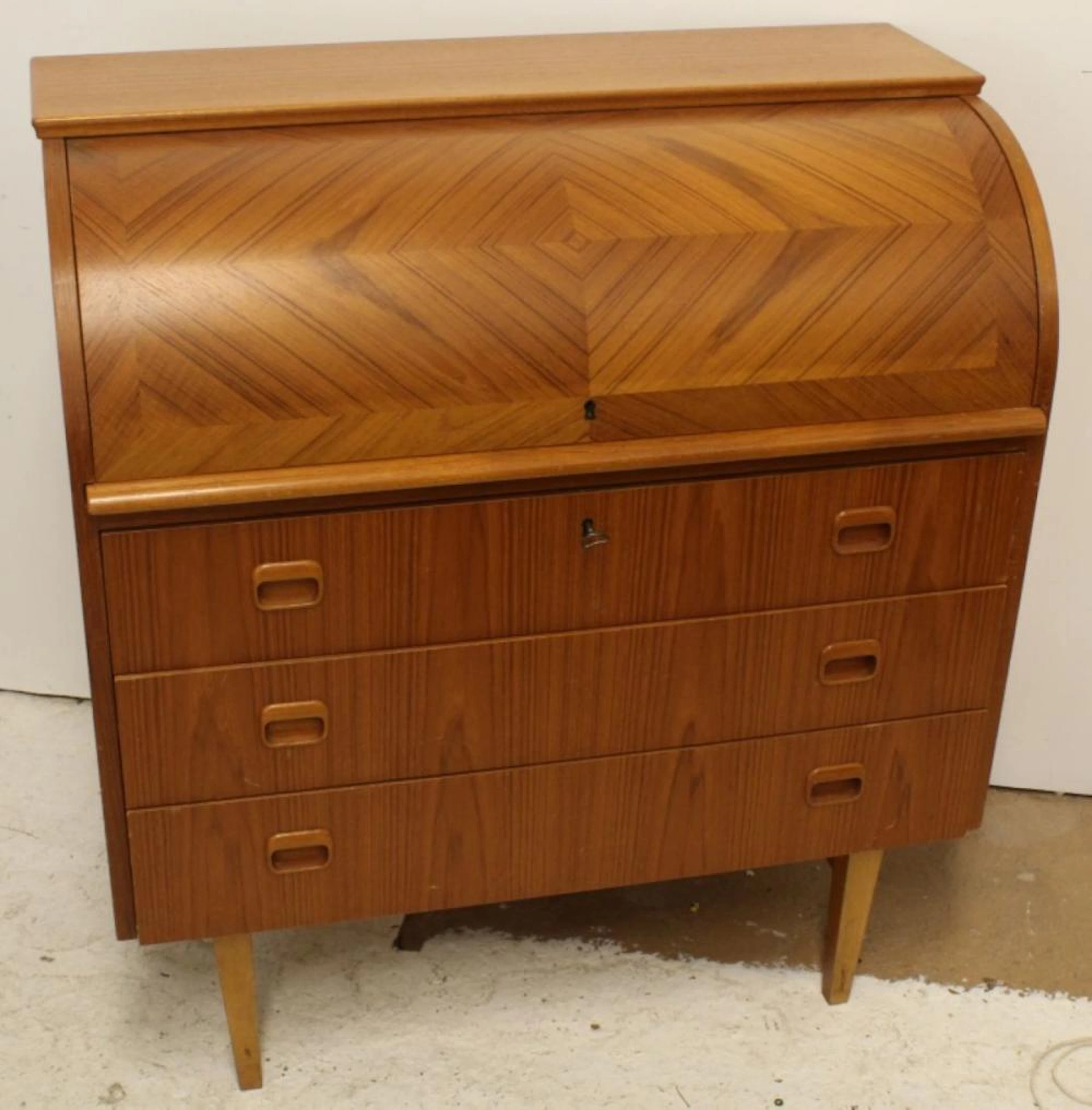 EGON OSTERGAARD TEAK BARREL ROLL TOP DESK SWEDE