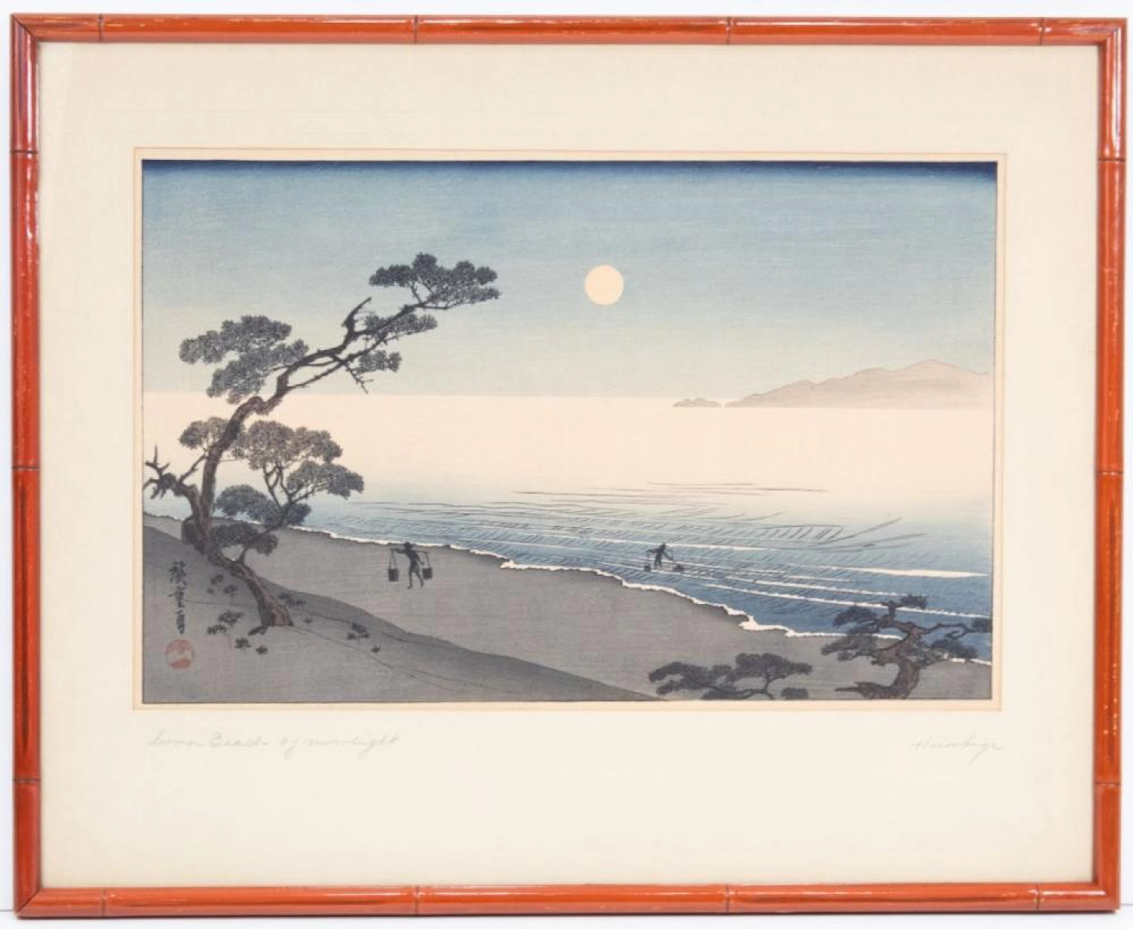 JAPANESE WOODBLOCK ARAI YOSIMUNE MOONLIGHT SUMA