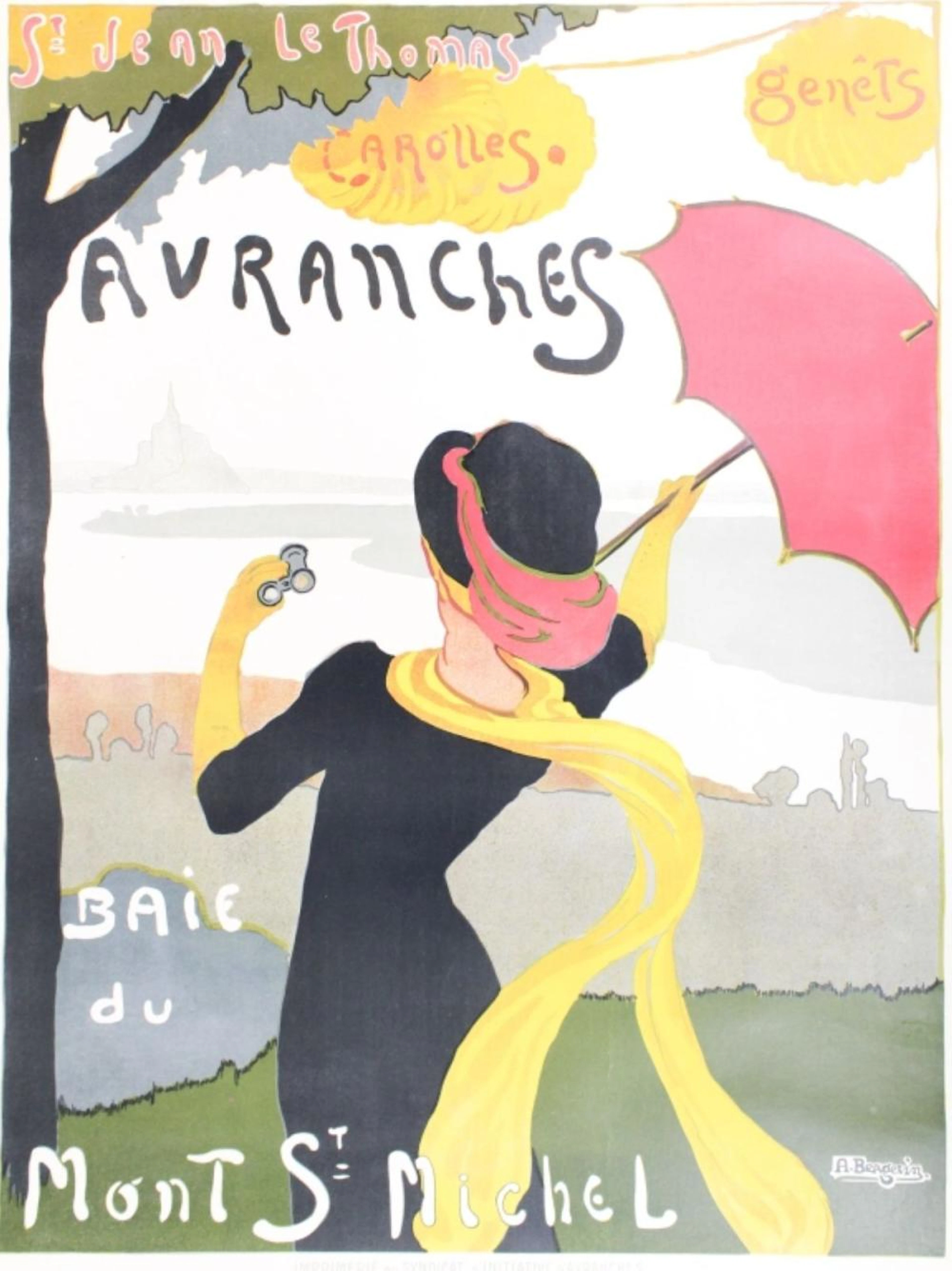 ALBERT BERGEVIN MONT ST MICHEL TRAVEL POSTER, 1910