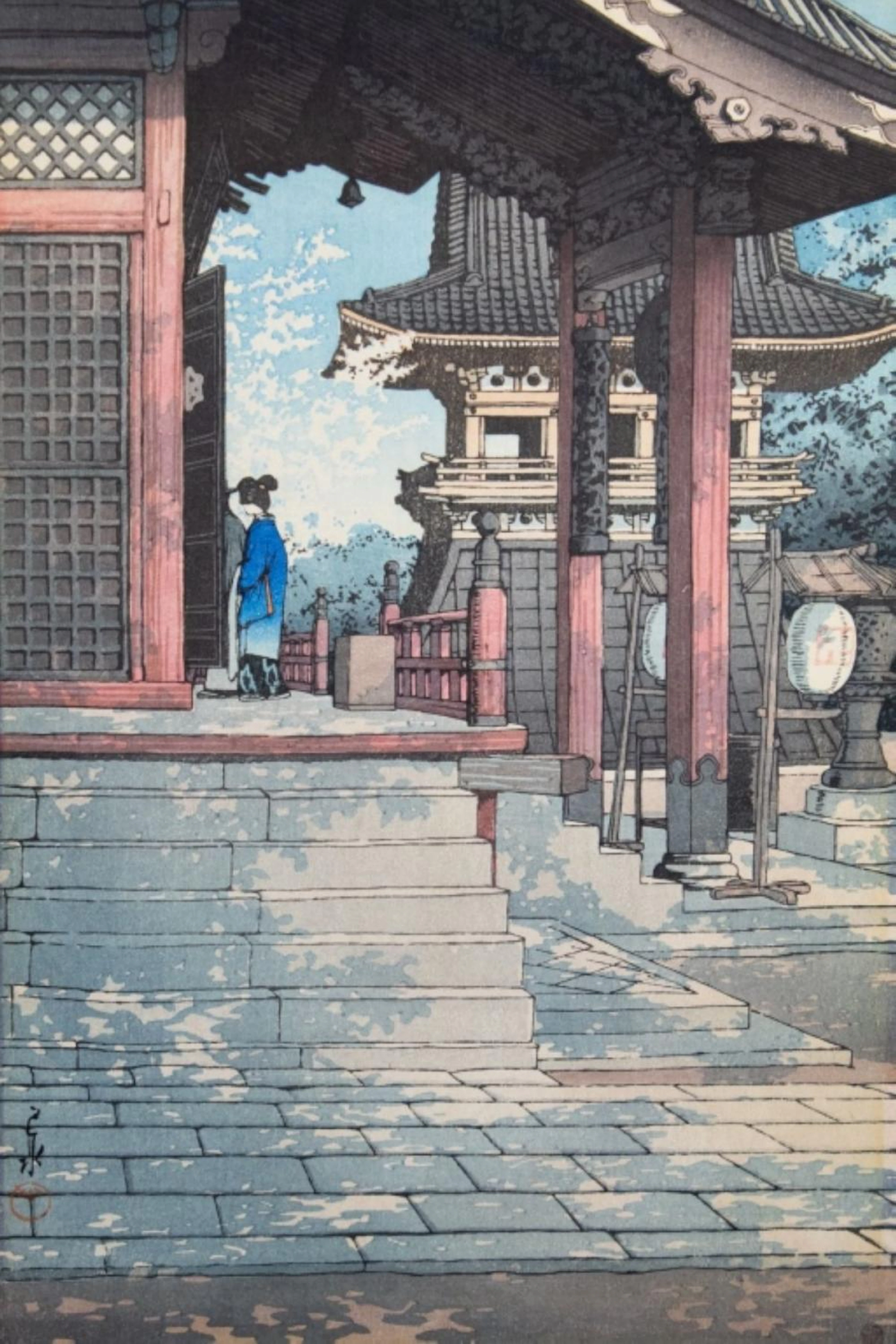 HASUI KAWASE "FUDO TEMPLE IN MEGURO" WOODBLOCK
