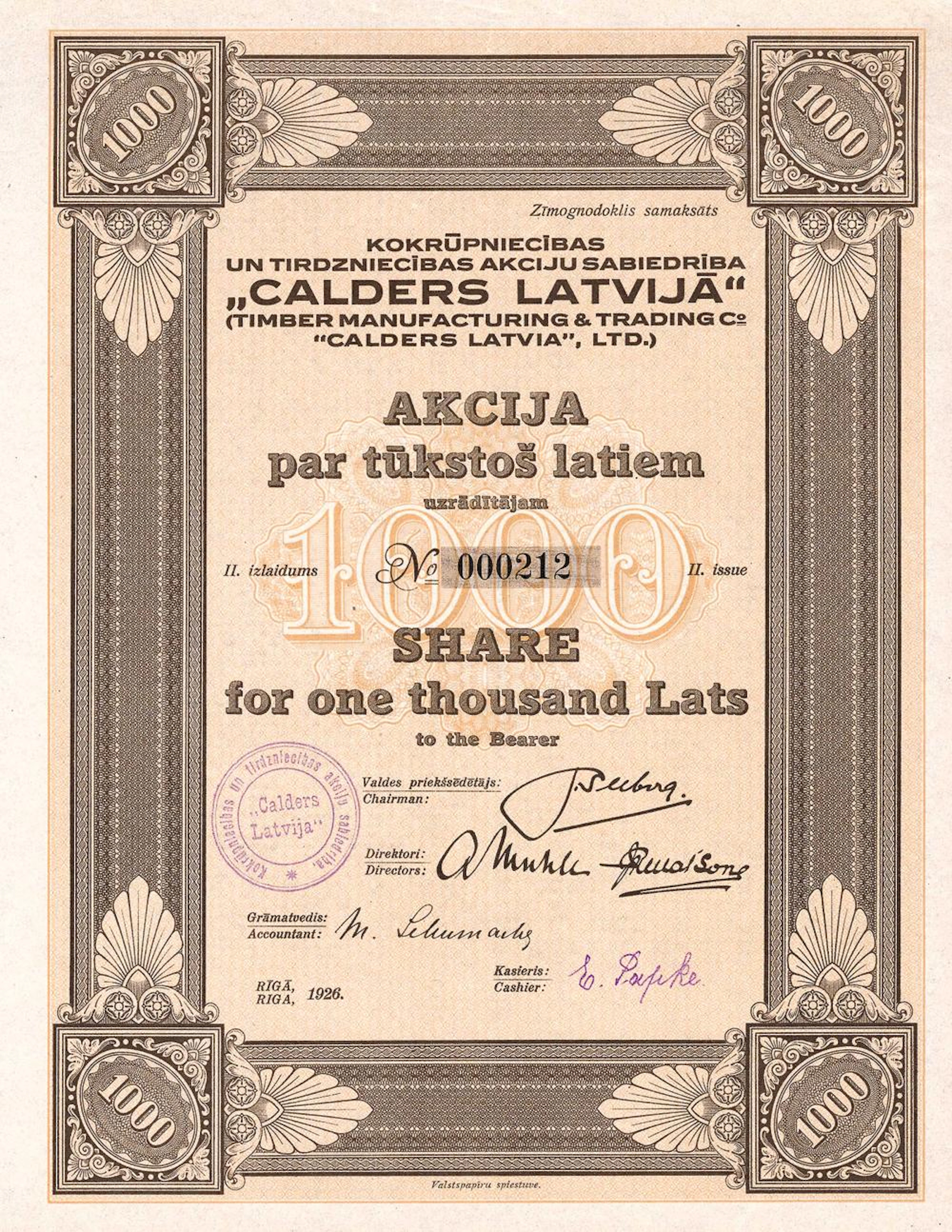 Timber Manufacturing & Trading Co. "Calders Latvia"