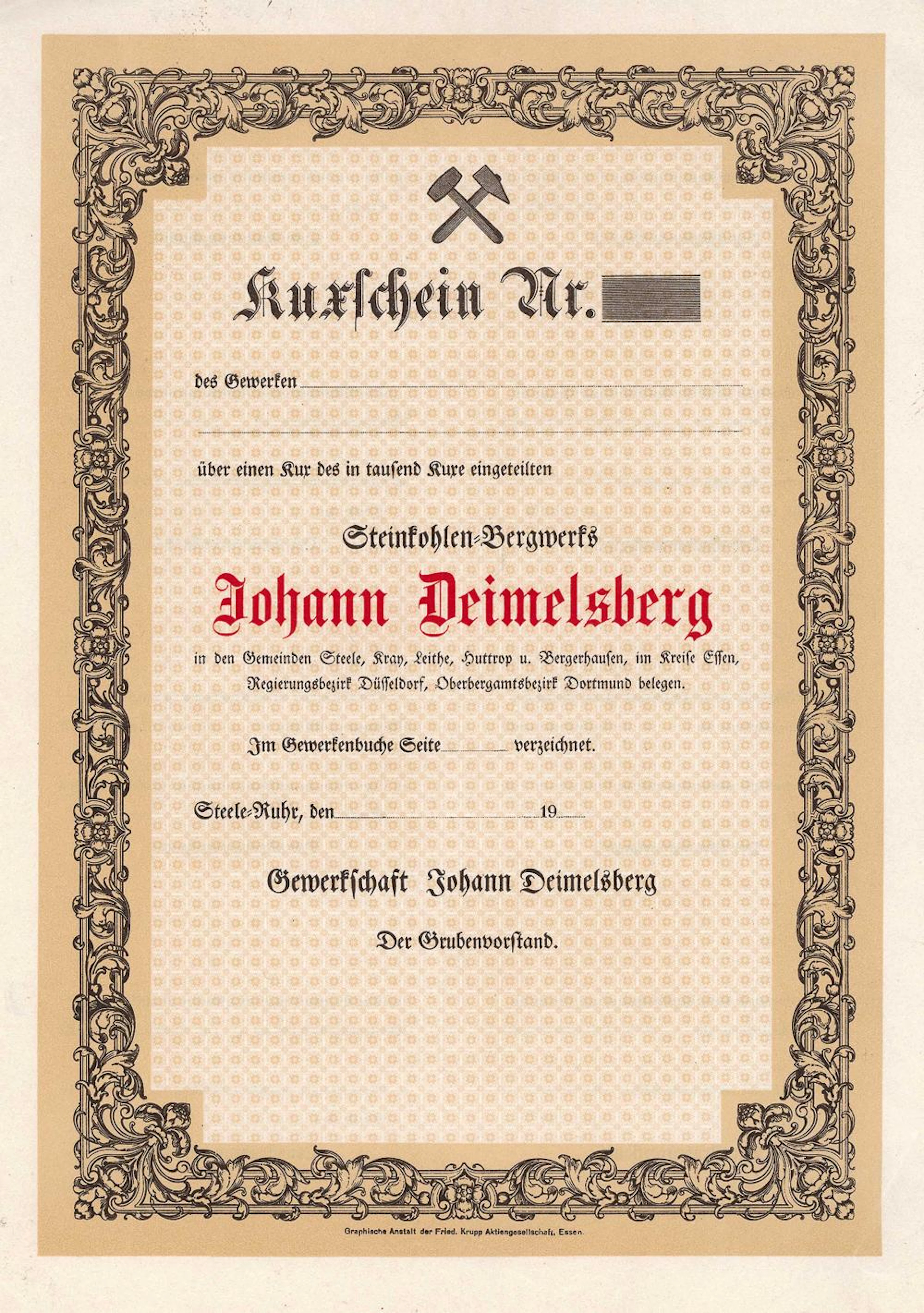 Steinkohlen-Bergwerk Johann Deimelsberg