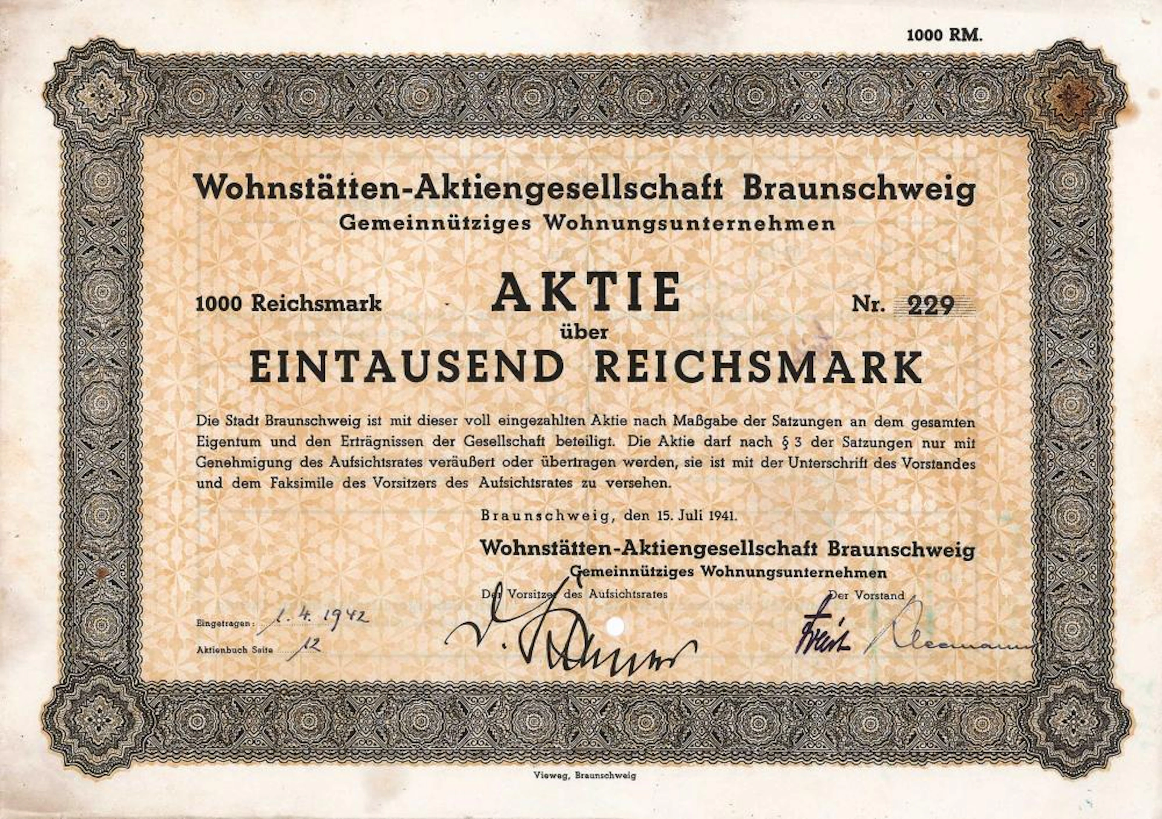 Wohnstätten-AG Braunschweig Gemeinnütziges Wohnungsunternehmen, Braunschweig