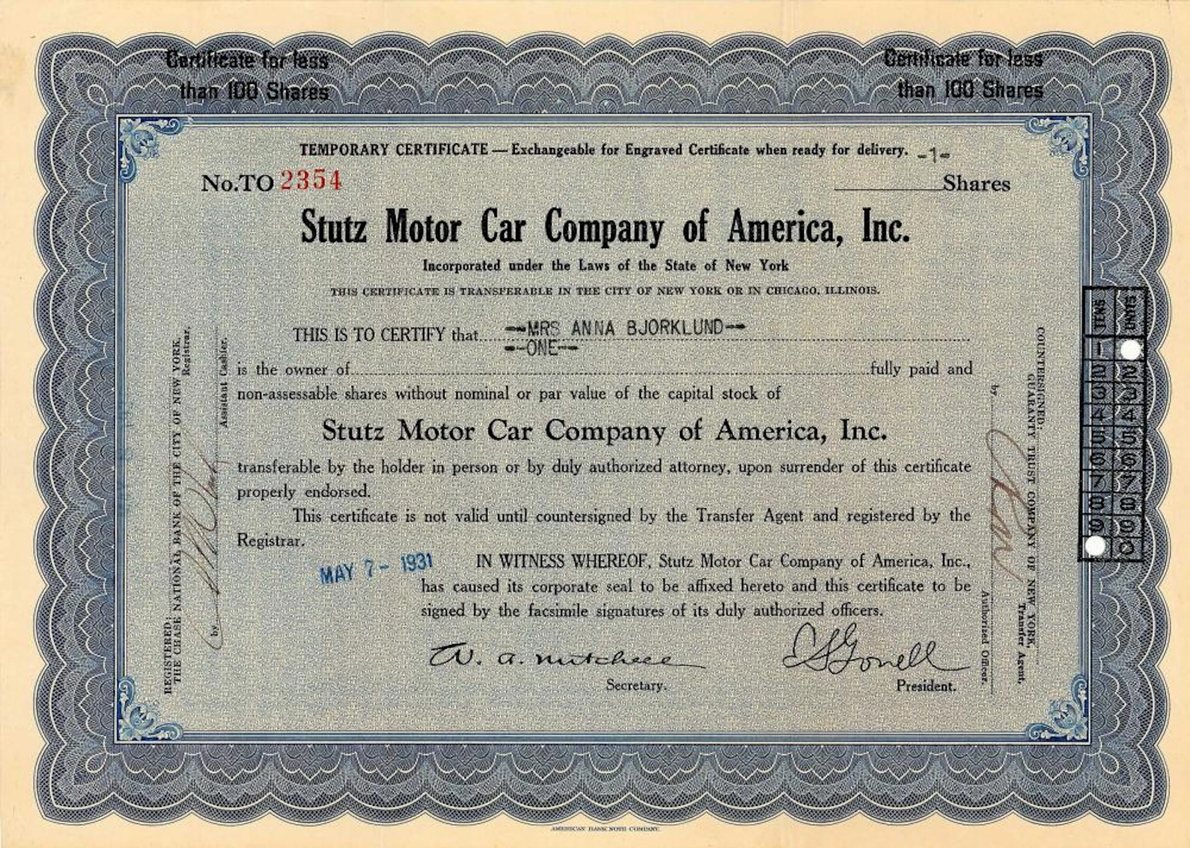 Stutz Motor Car Co. of America