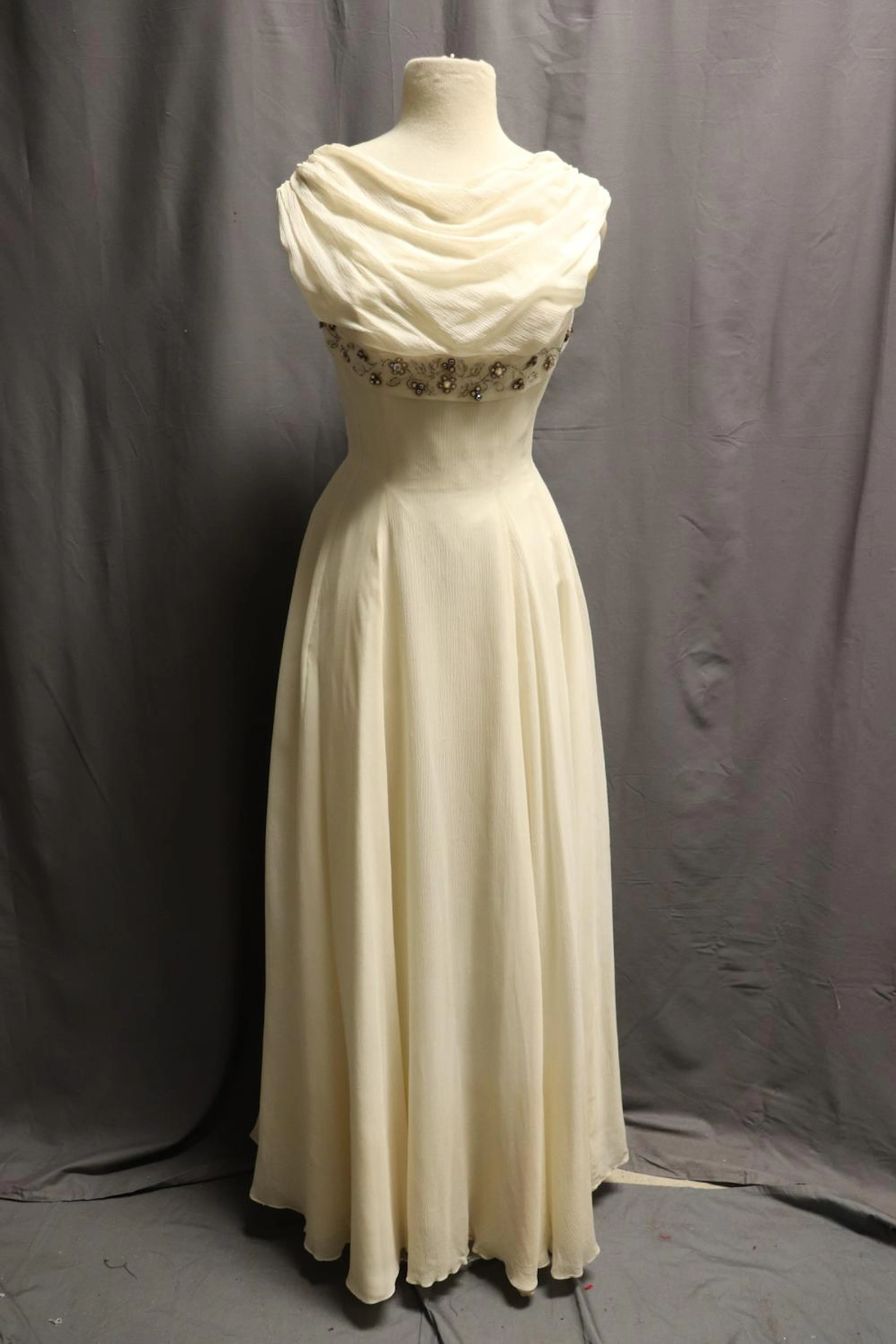1950's White Chiffon Ball Gown, A Perlmutt Model