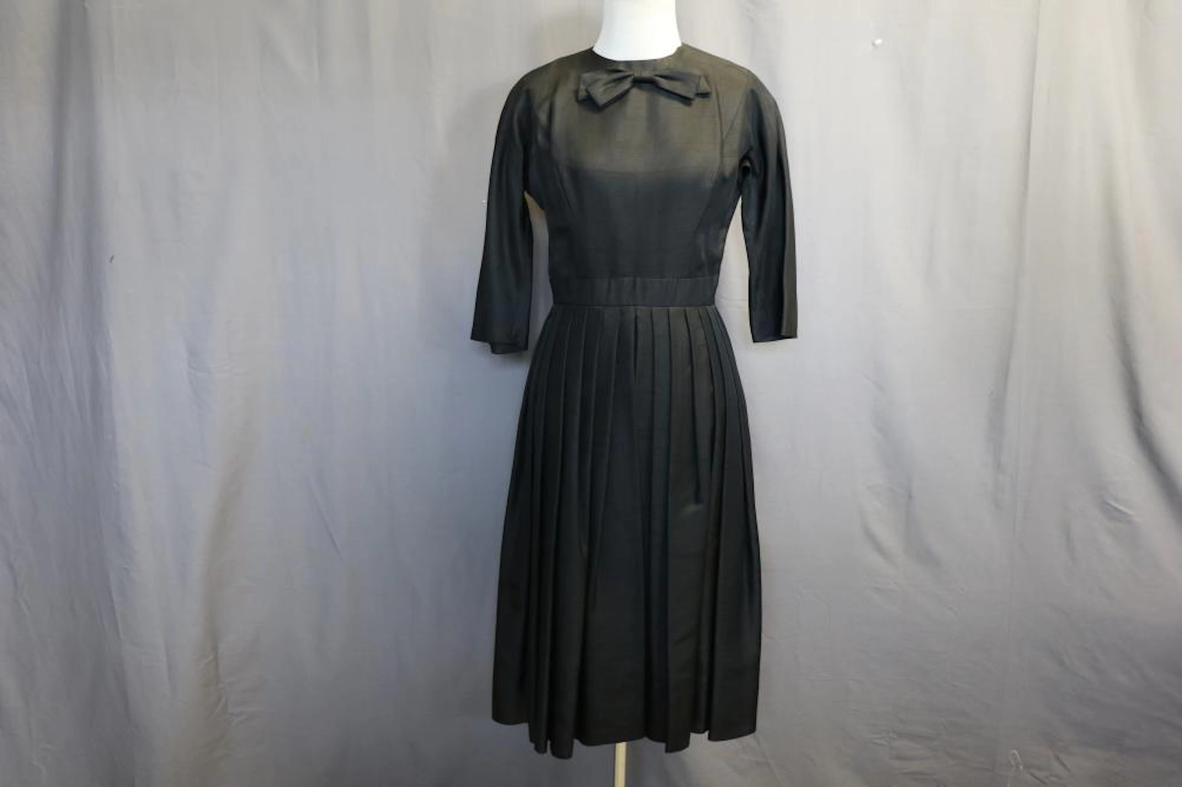 Vintage 1950 Silk Suzy Perette Black Cocktail Dress