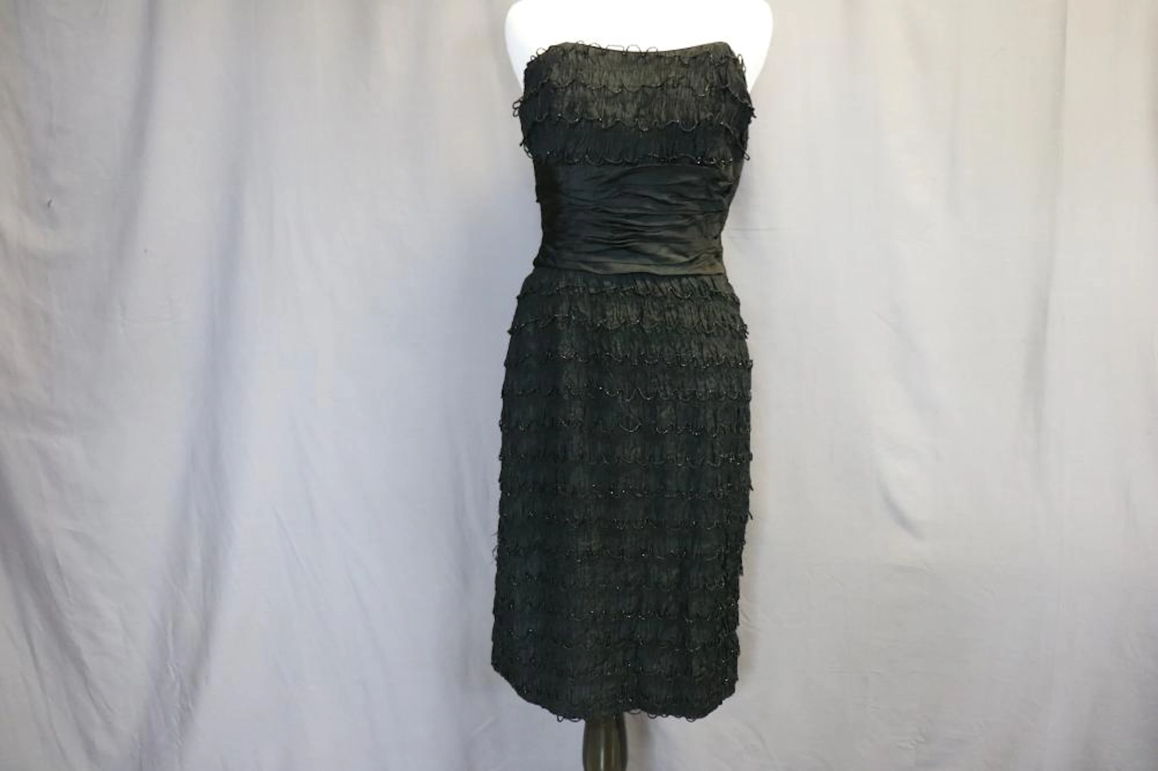 1950's Ceil Chapman Beaded Strapless Dress