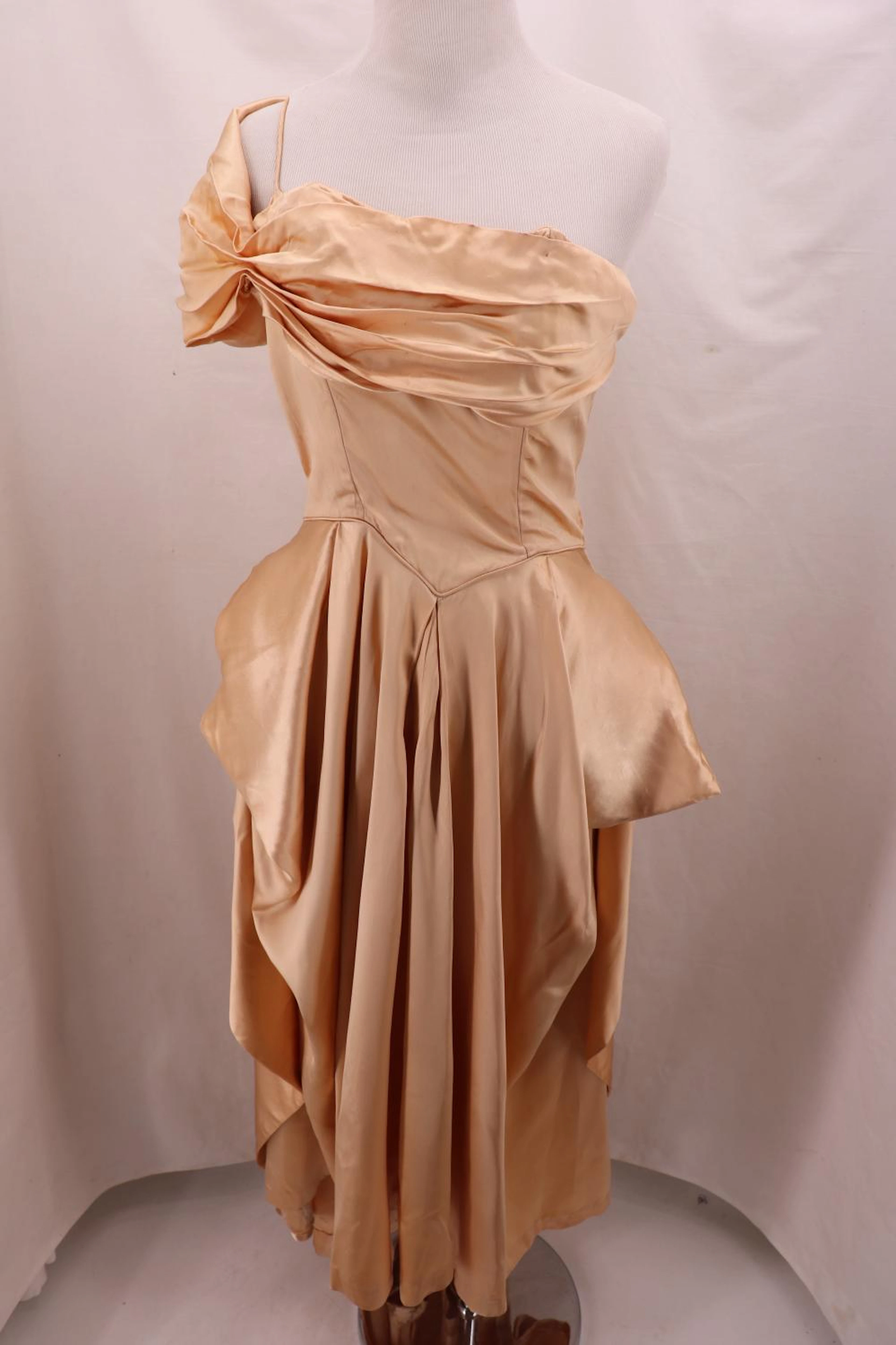 Ceil Chapman, 1950's One Shoulder Satin Gown