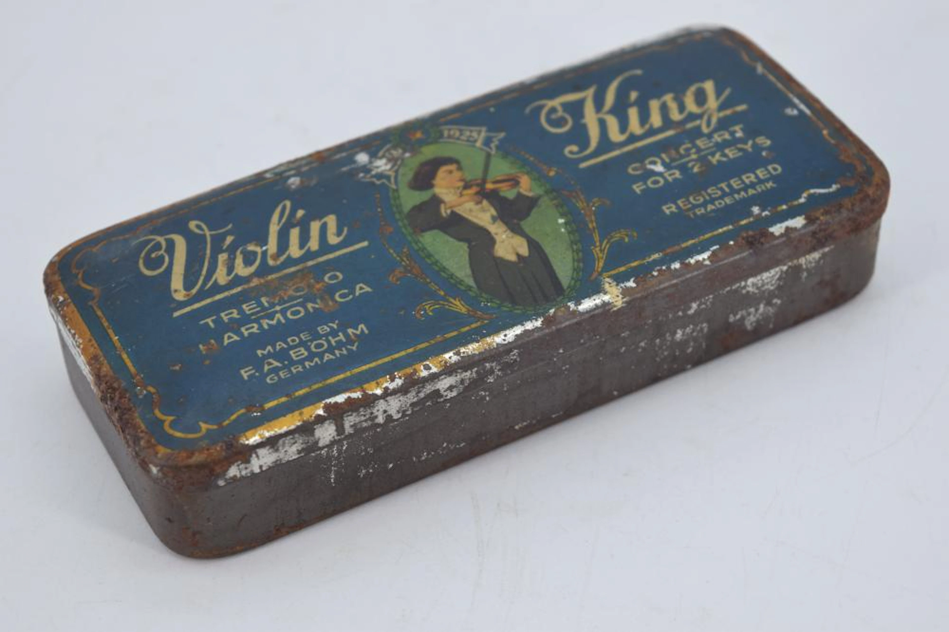 Antique Harmonica Violin King Made in Germany with Tin Box