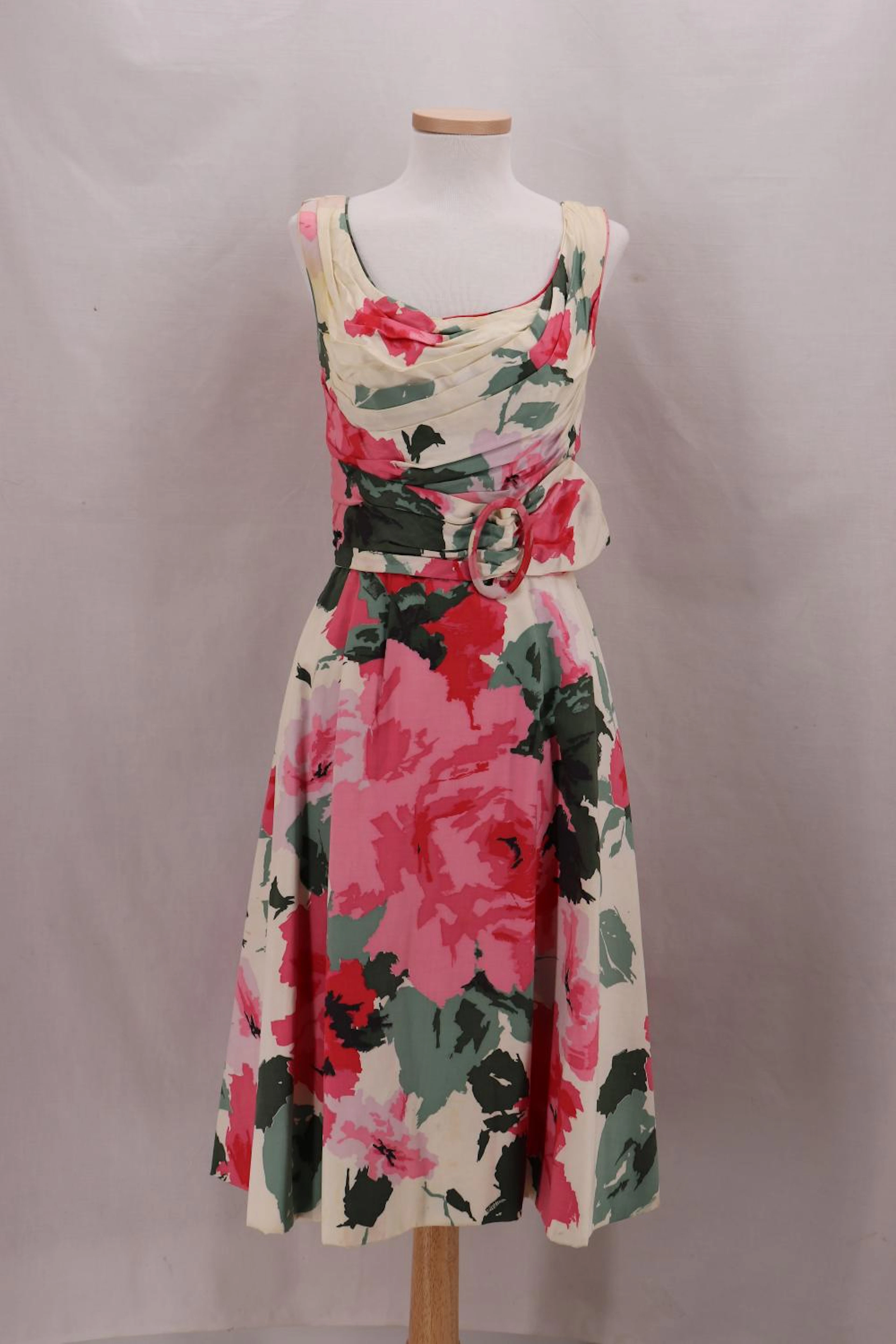 Vintage 1950's CEIL CHAPMAN Cotton Floral Cocktail Dress
