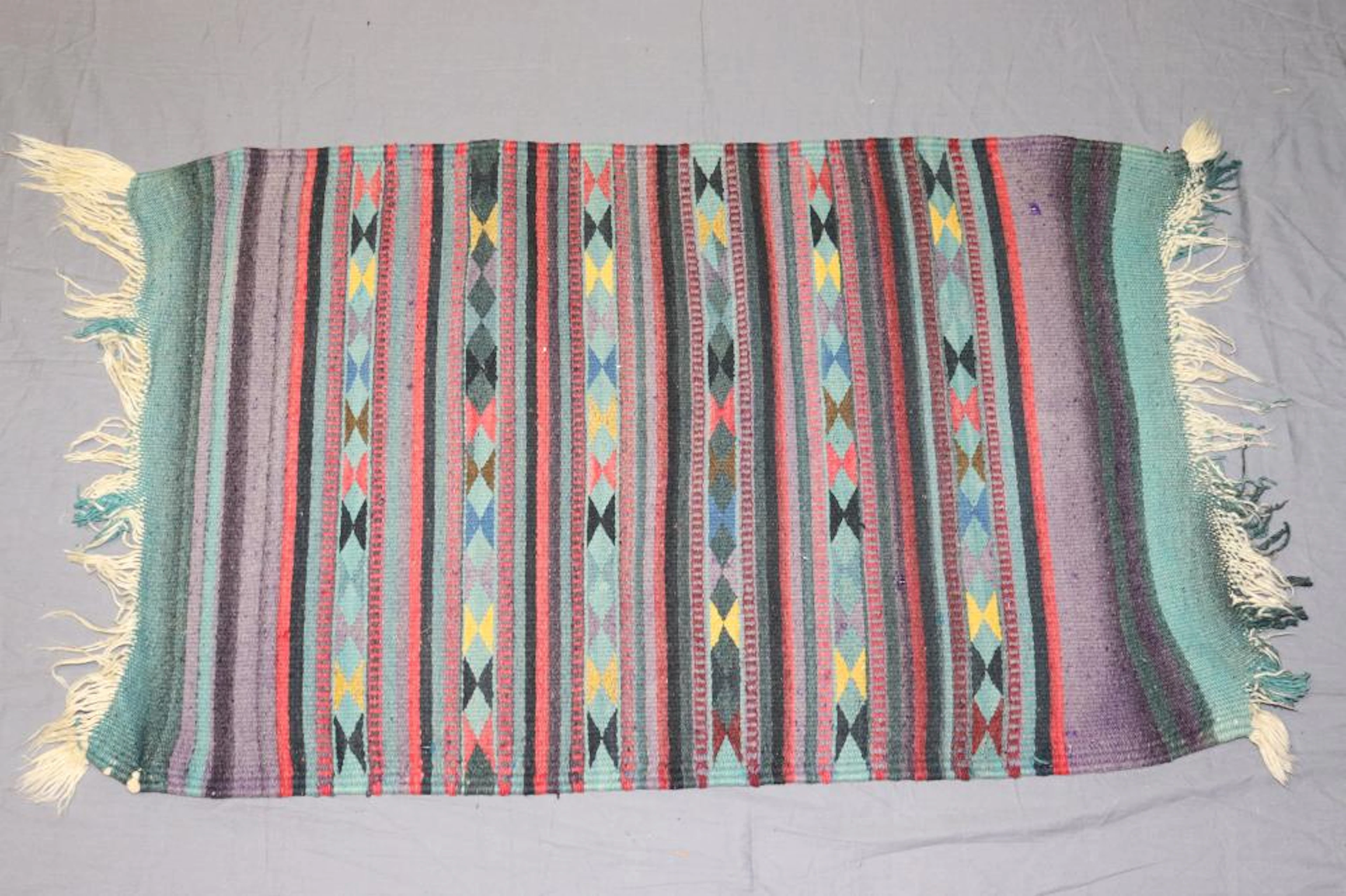 Vintage Woven Wool Southwestern, Navajo Carpet