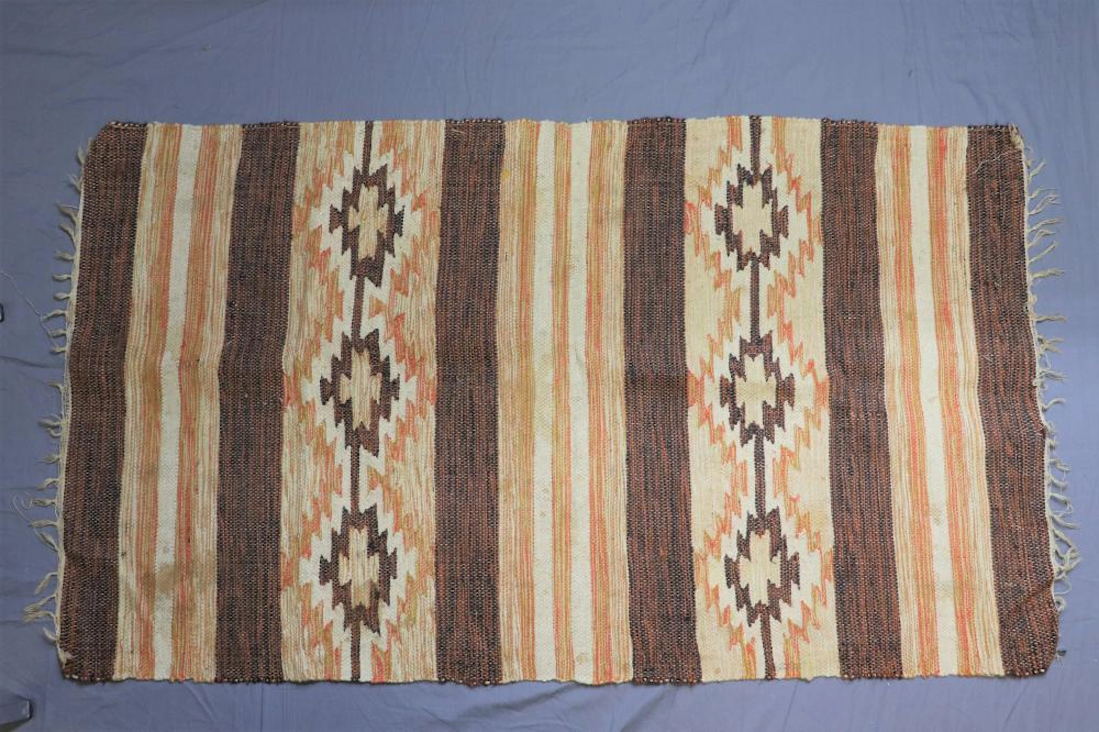 Vintage Southwestern Brown Wool Carpet