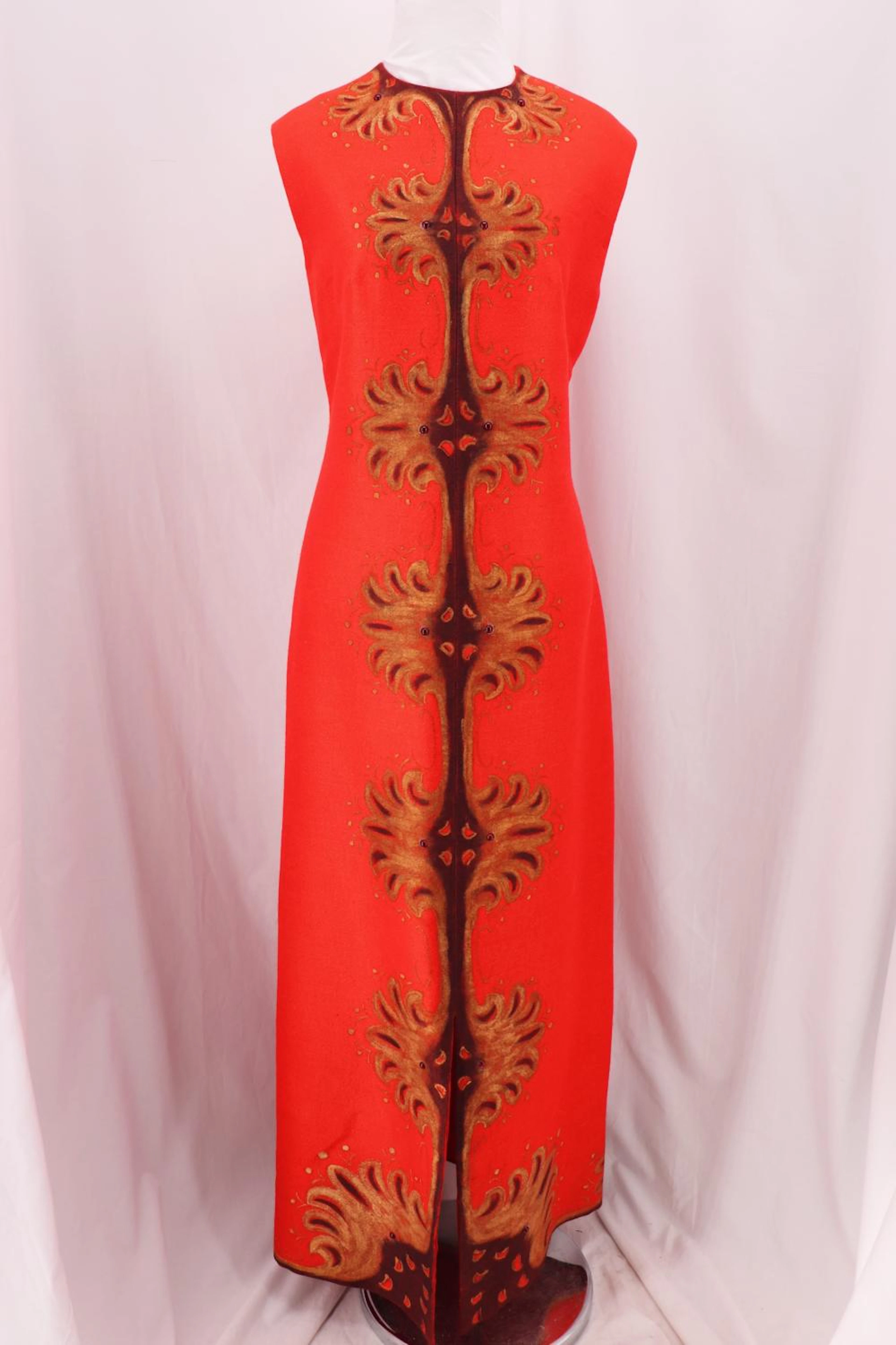Vintage 1970's Nikos & Takis Hand Painted maxi Gow