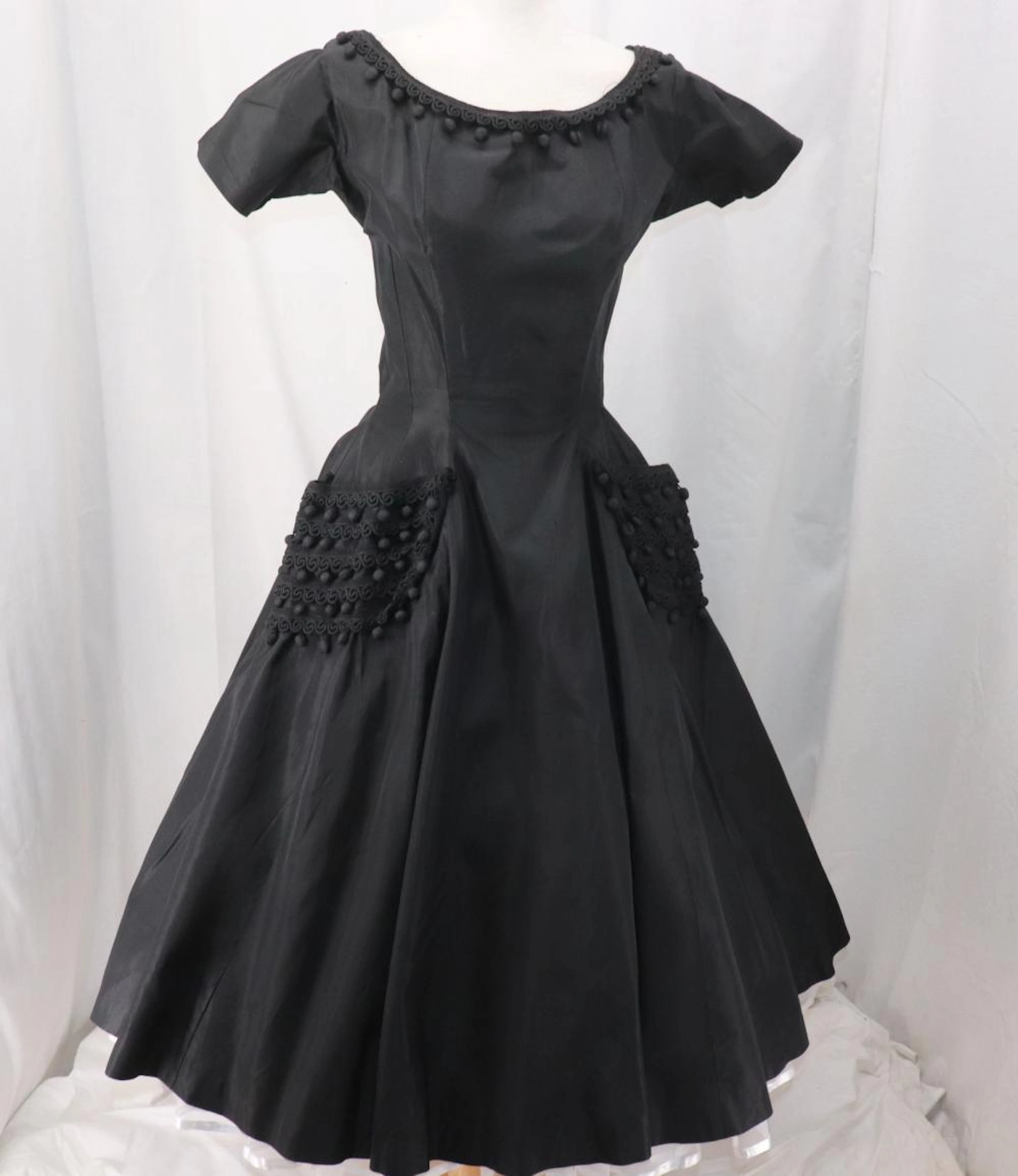 Vintage 1950's Suzy Perette Black Taffeta Party Dress