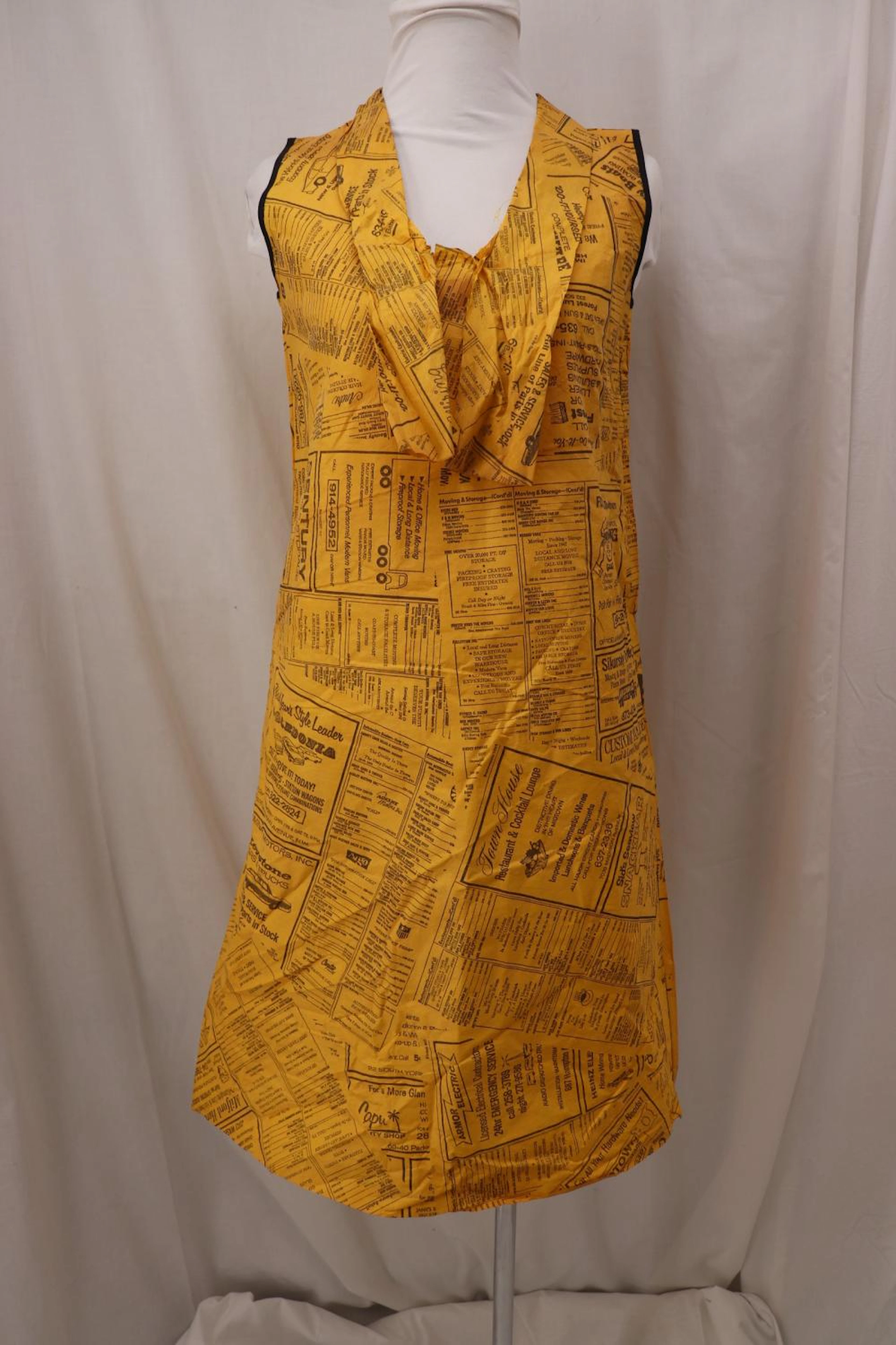 Vintage 1960's Waste Basket Boutique Newspaper Print Paper Dress