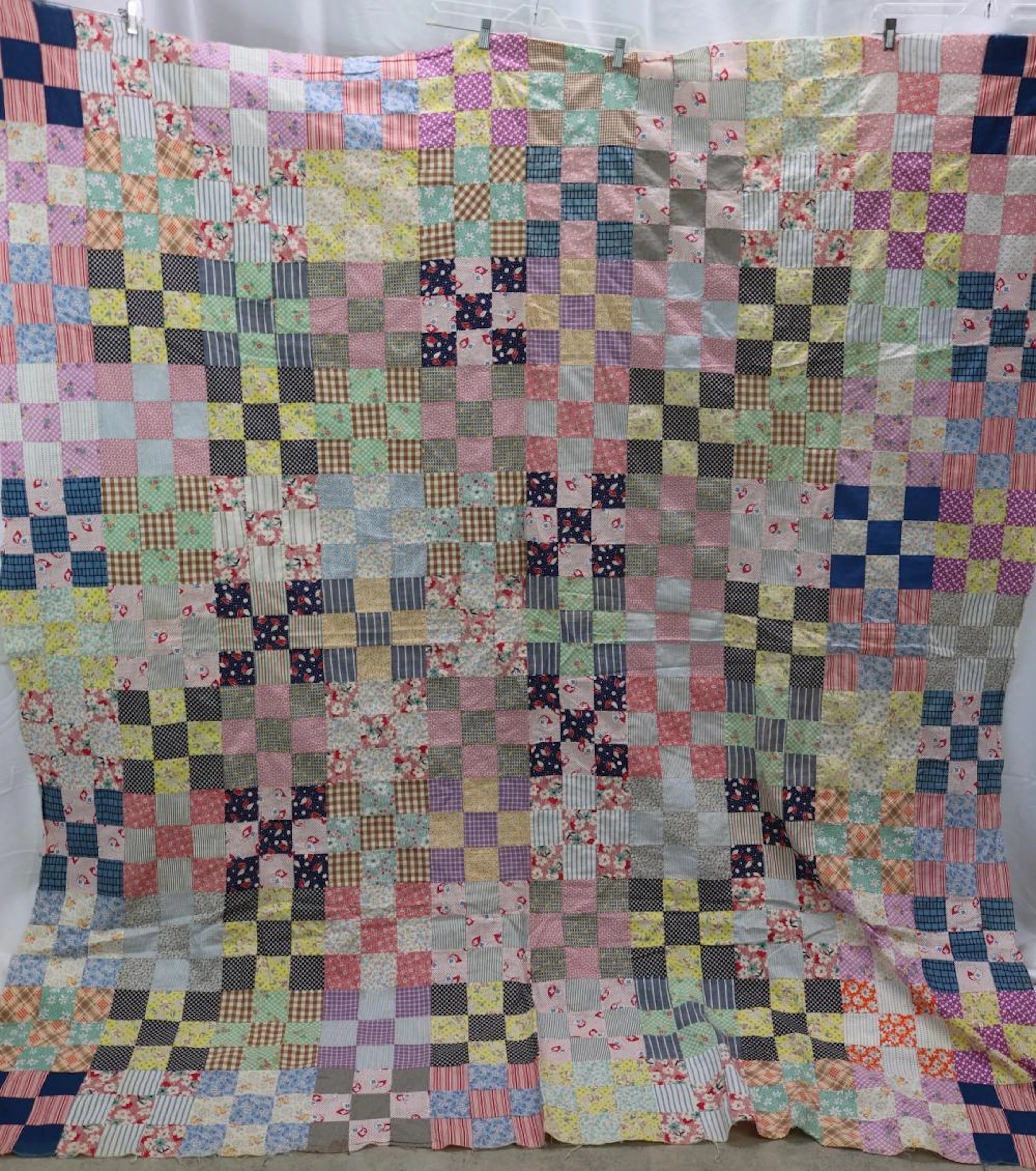 Vintage Pink & Maroon Knitted Blanket