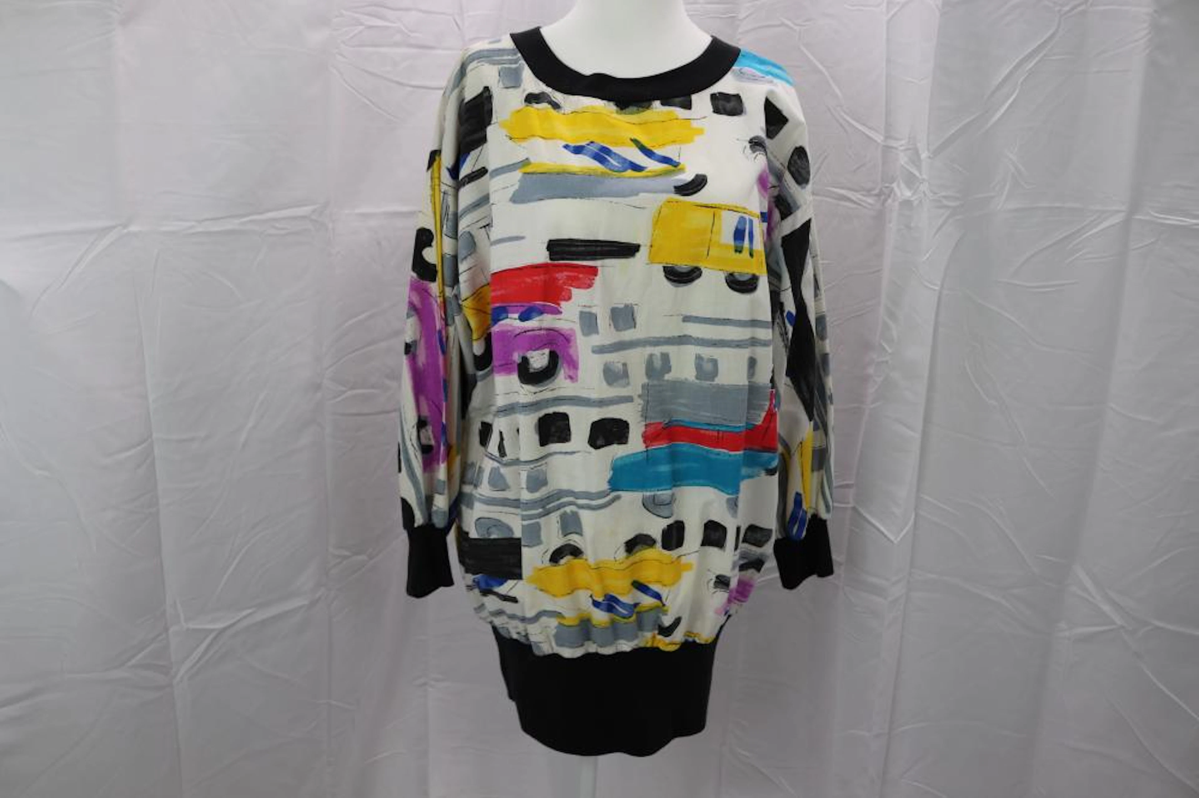 Vintage 1980's Jinny Jin Traffic Print Pullover Shirt