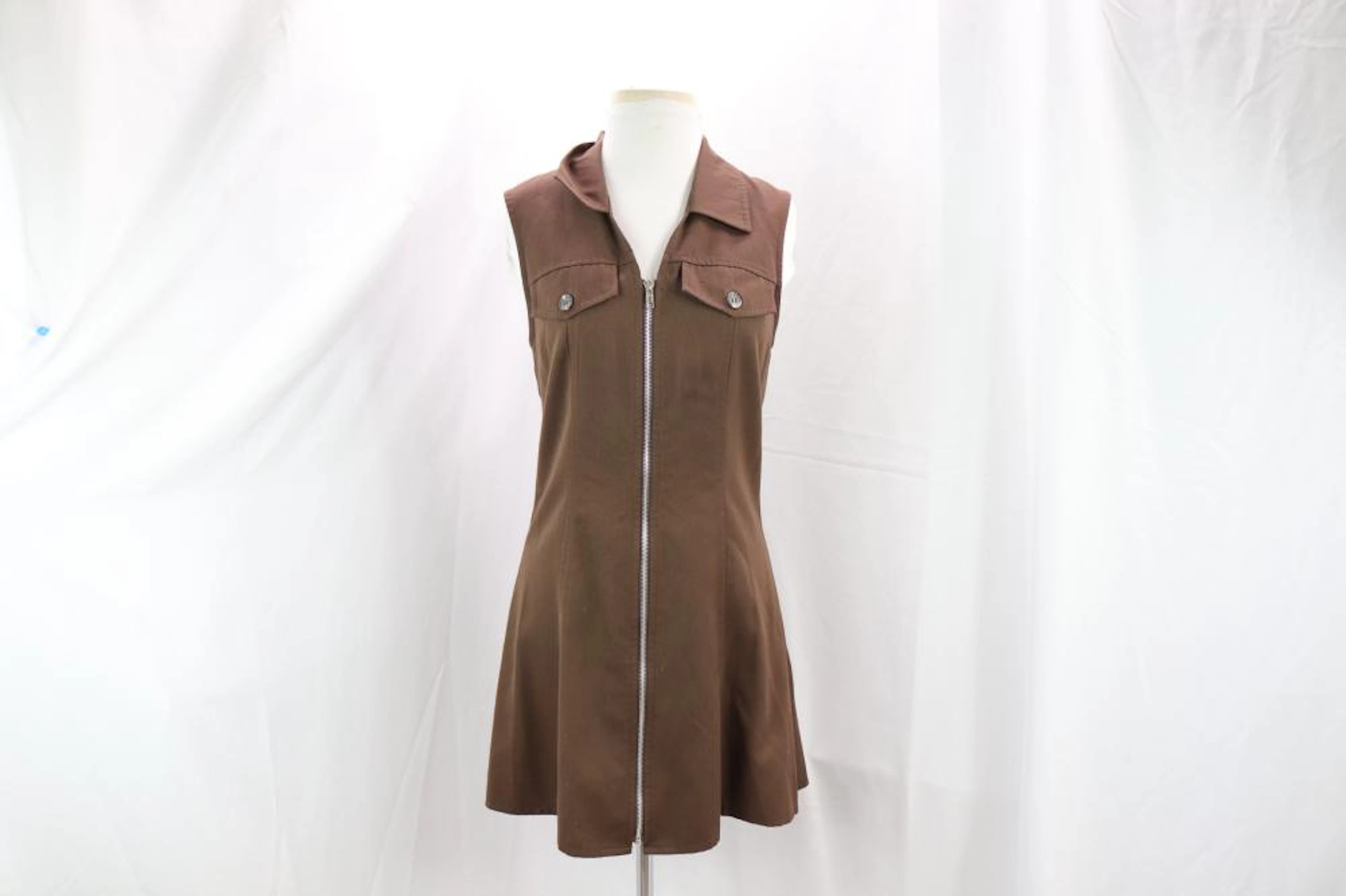 Vintage 1970's Kathy Ireland Brown Zipper Front Romper