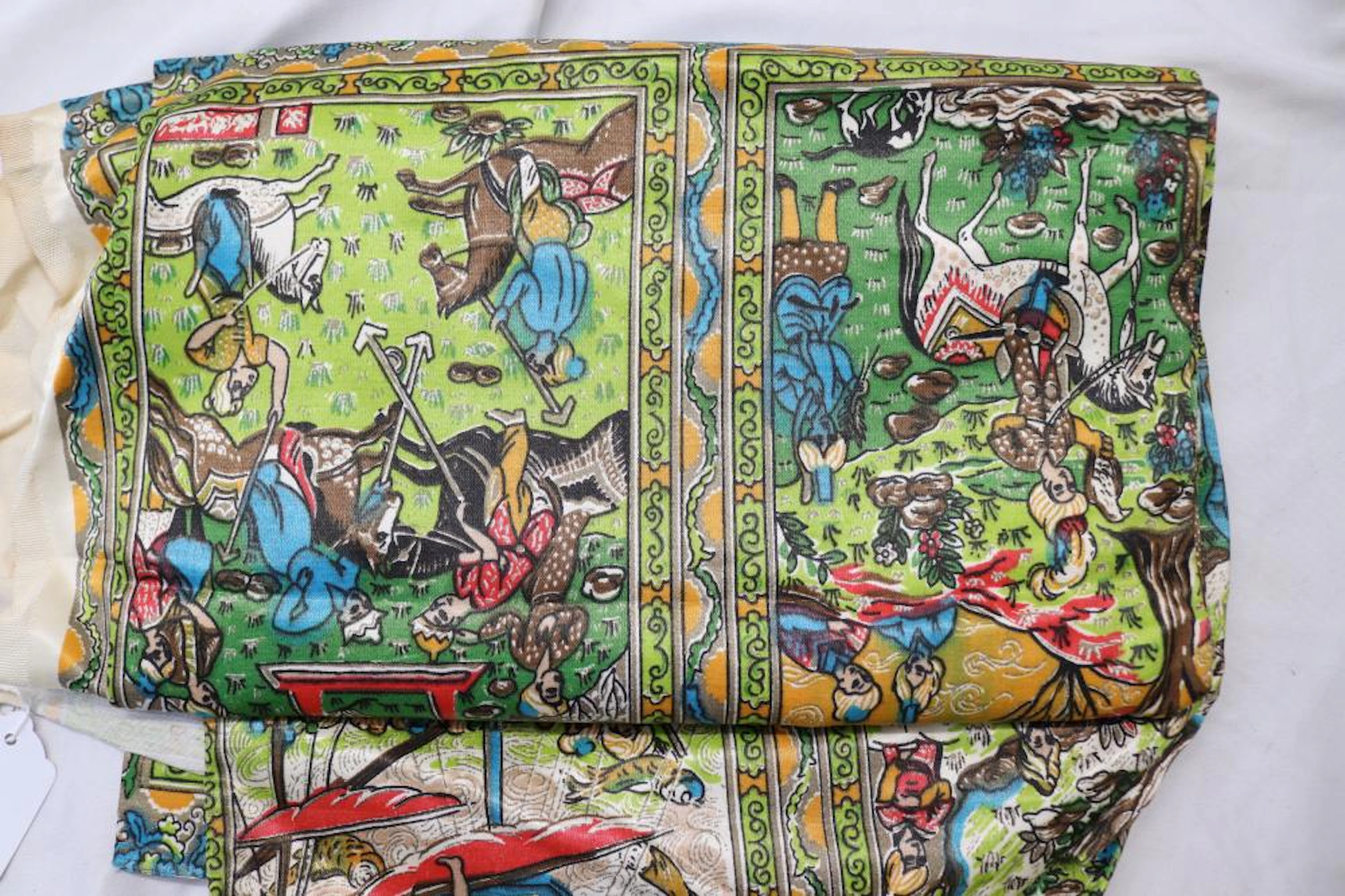 Large Piece Screen Printed Fabric, Ethnic Picture Patter