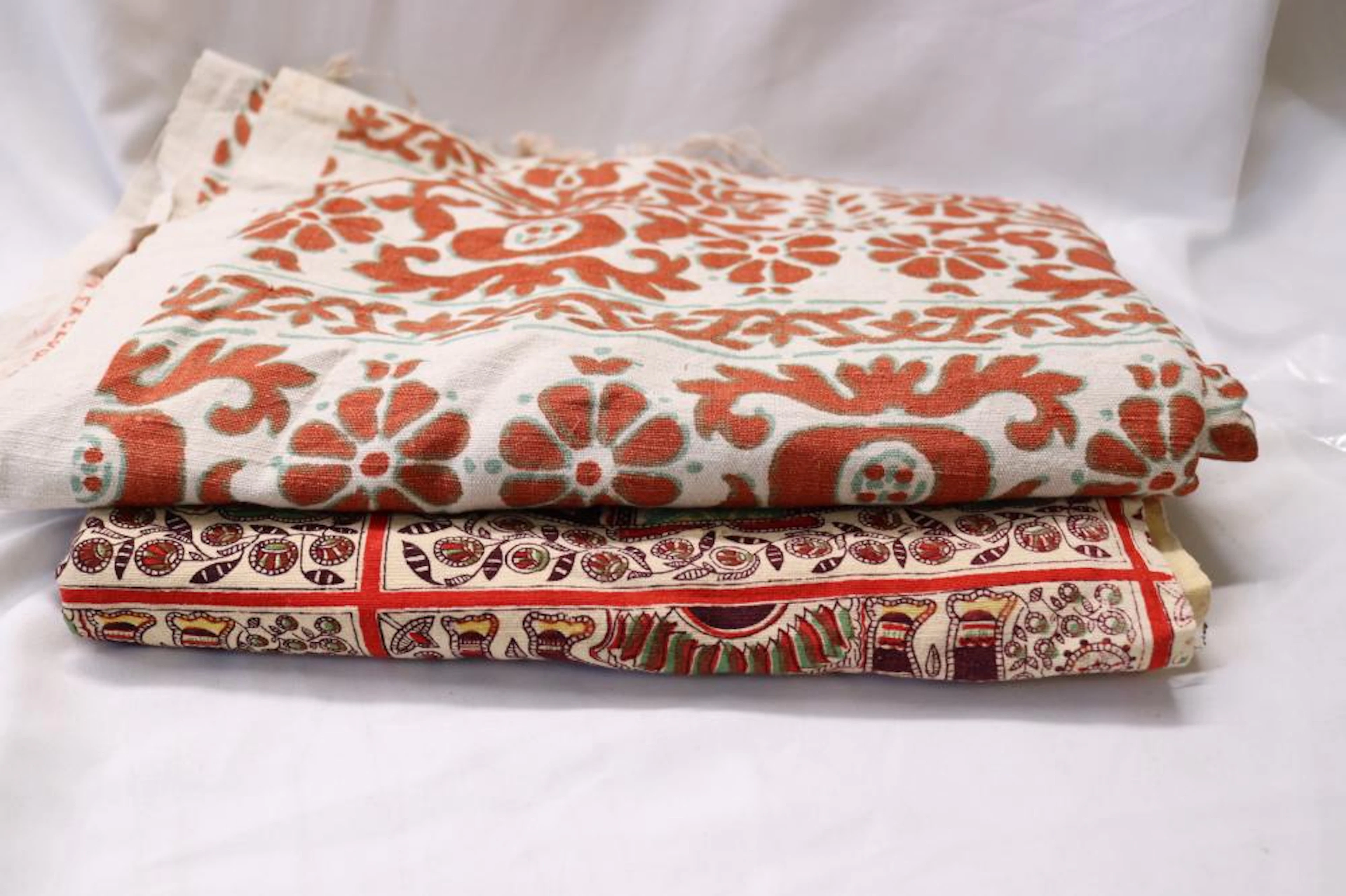 Lot of 2 Pieces Cotton Screen Print Ethnic Fabric