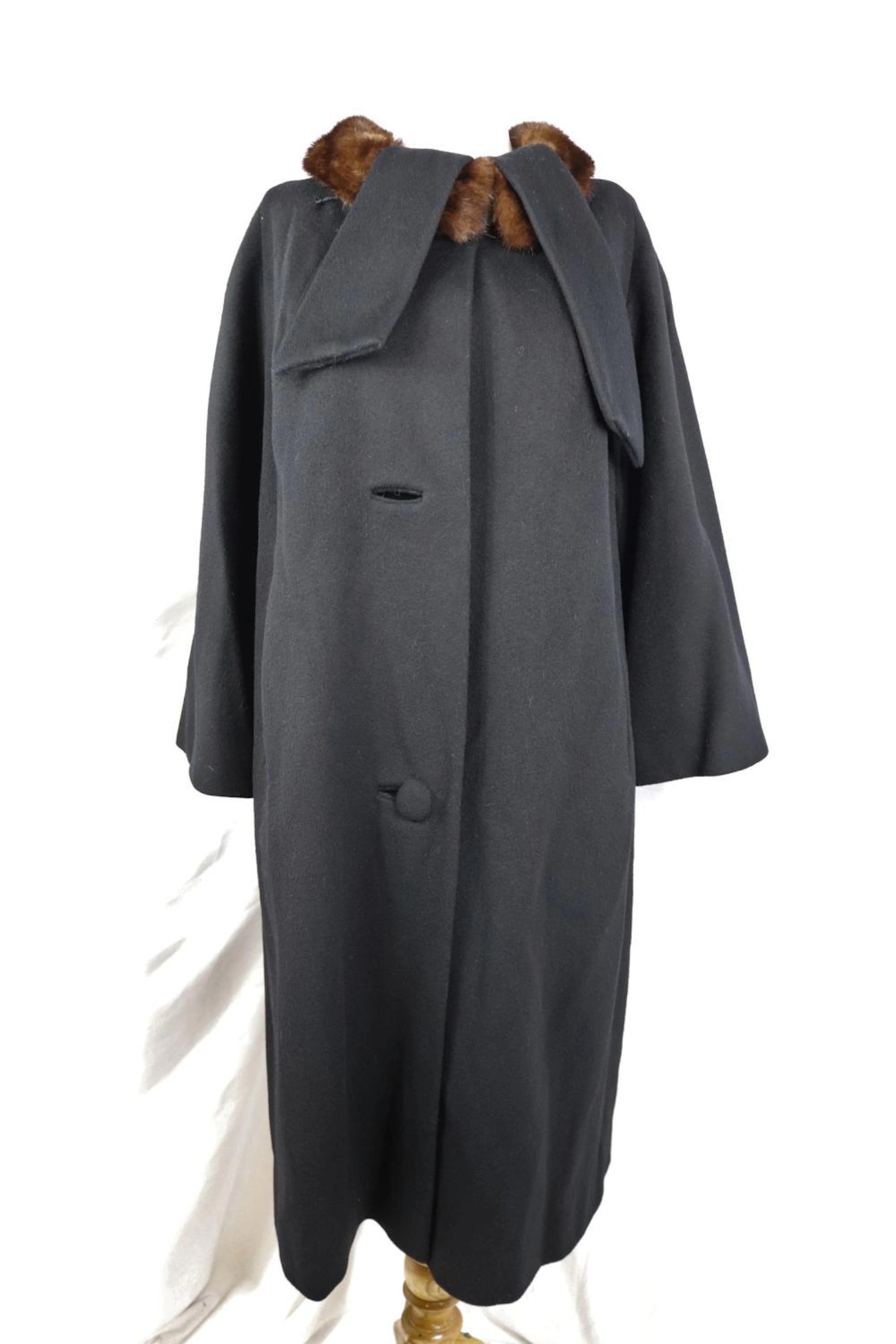Vintage 1960's Lilli Ann Black Cashmere & Mink Coat