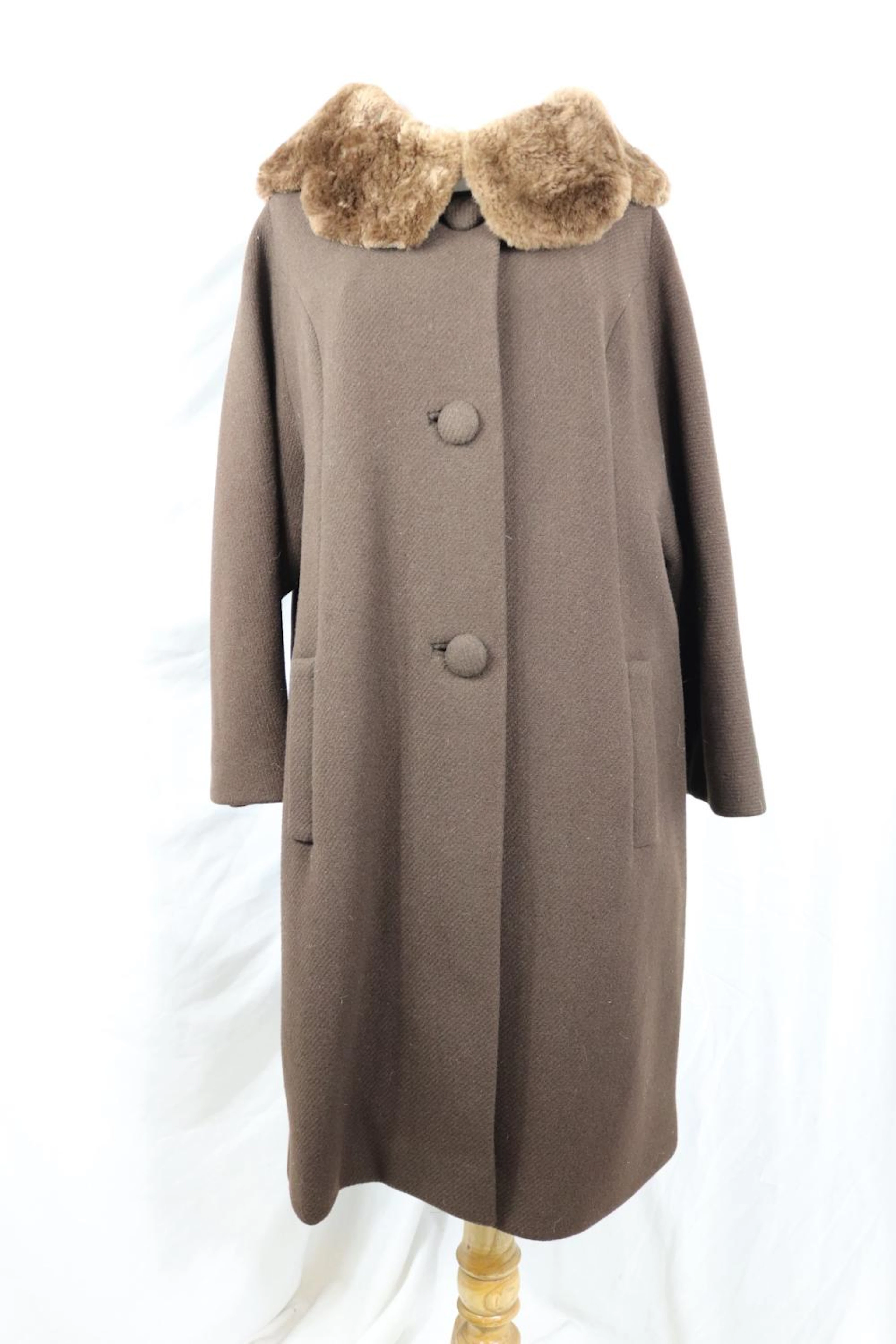 Vintage 1960's Lilli Ann Brown Coat with Chinchilla Collar