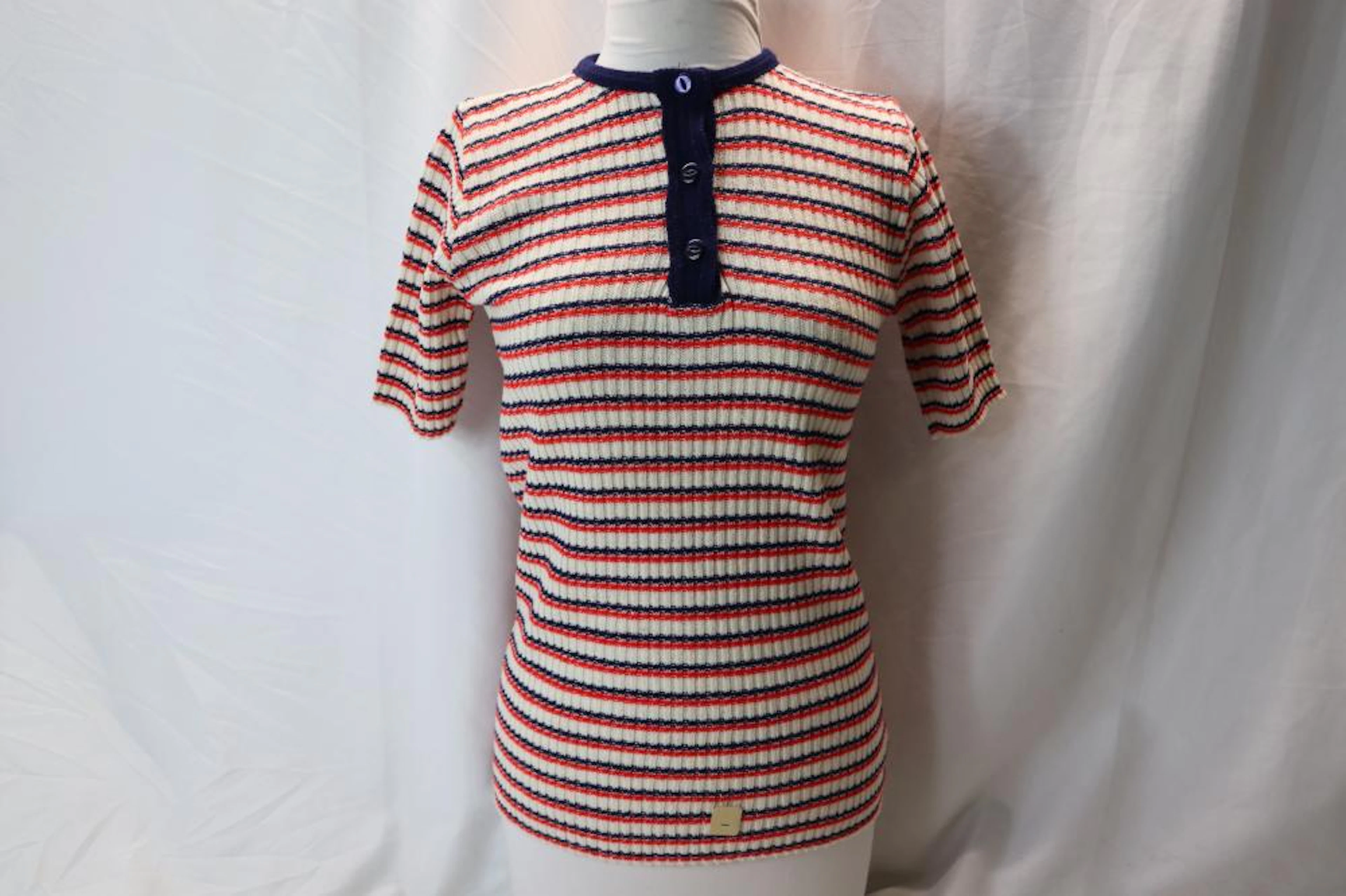 Vintage 1950's Striped Knit Acrylic Pullover Sweater, Old Store Stock