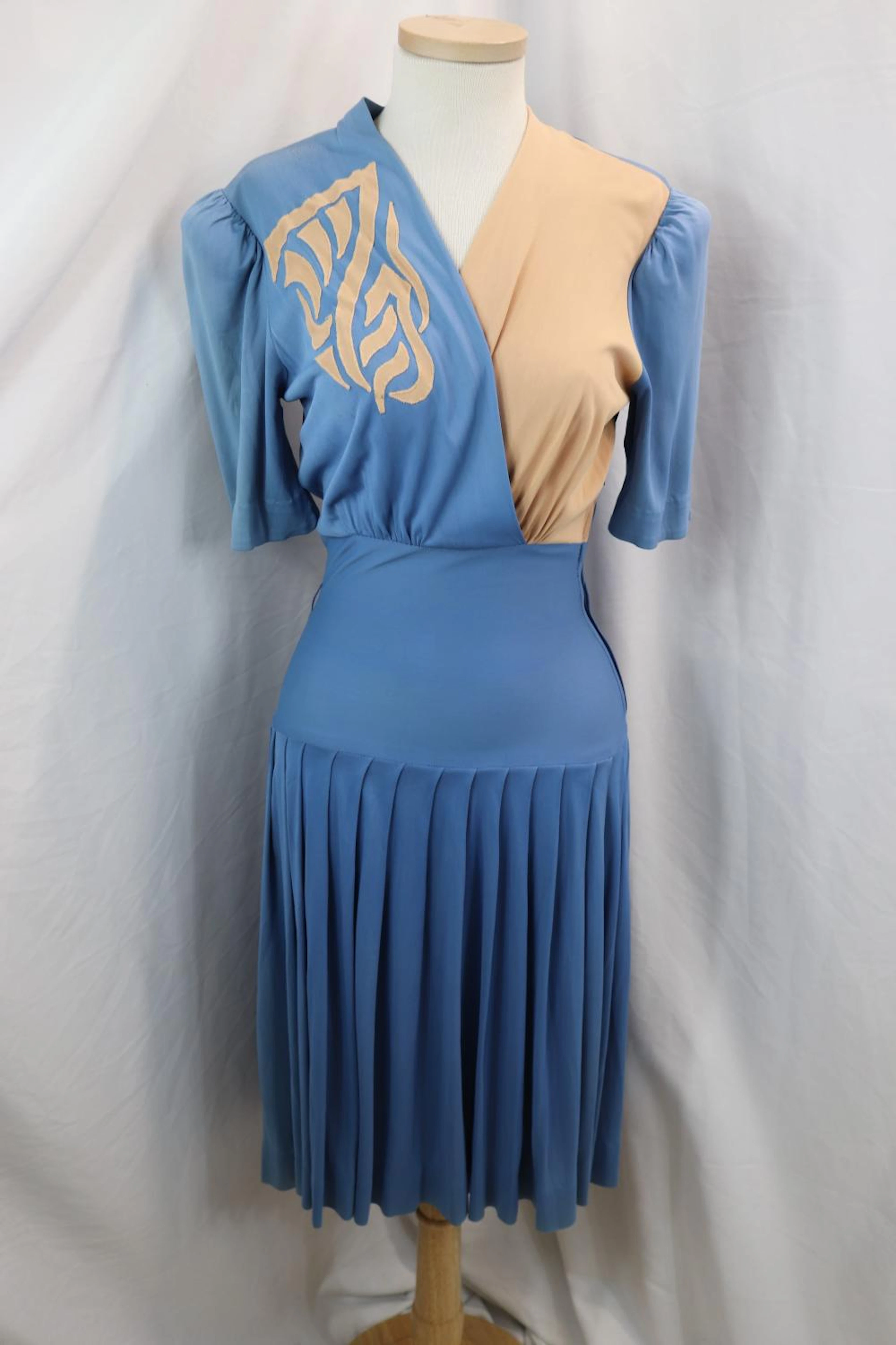Vintage 1940's Junior Fashions by Carol King, Collar Block Dress